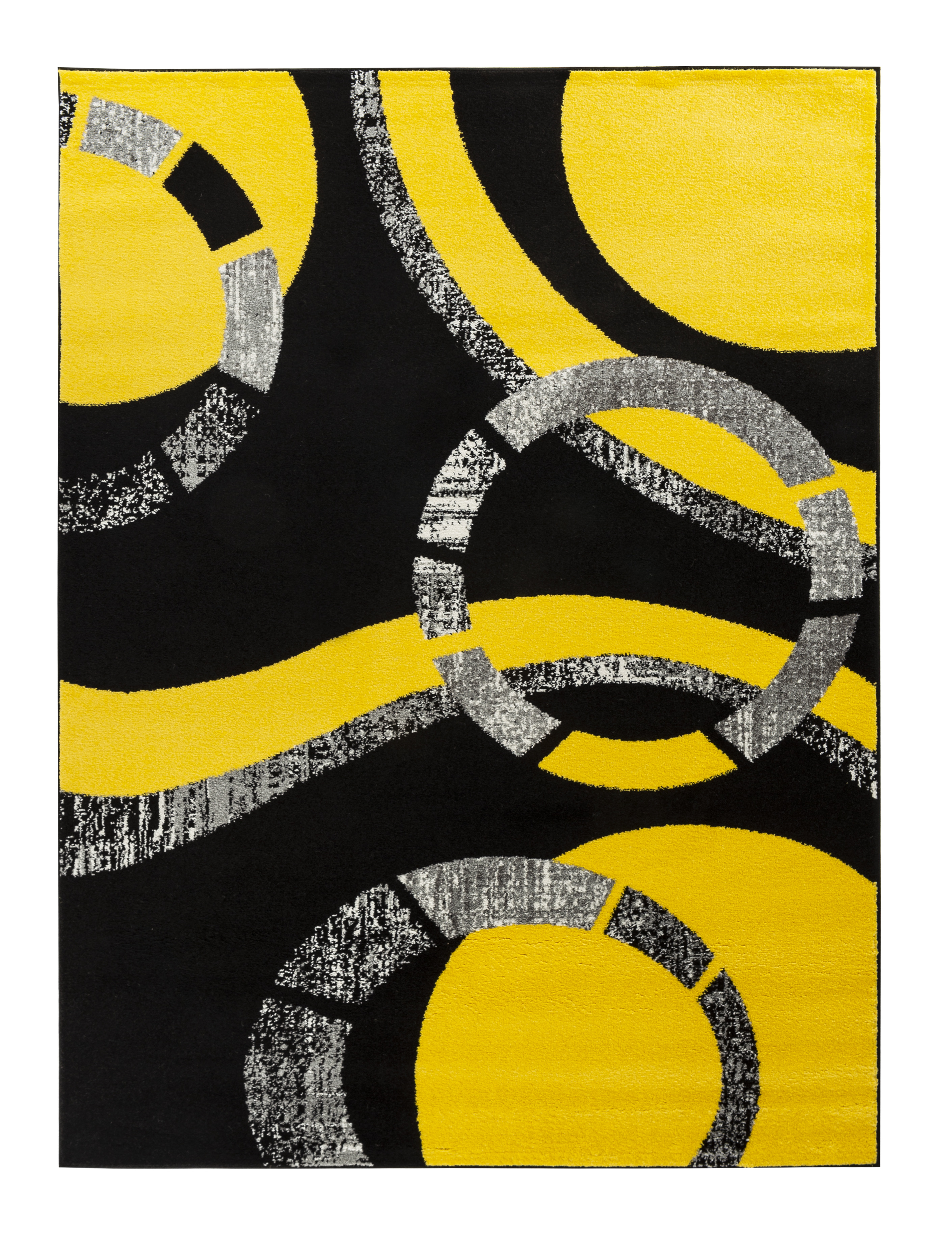 Oxford Collection Rugs Yellow, Grey, Black, Retro Abstract Design