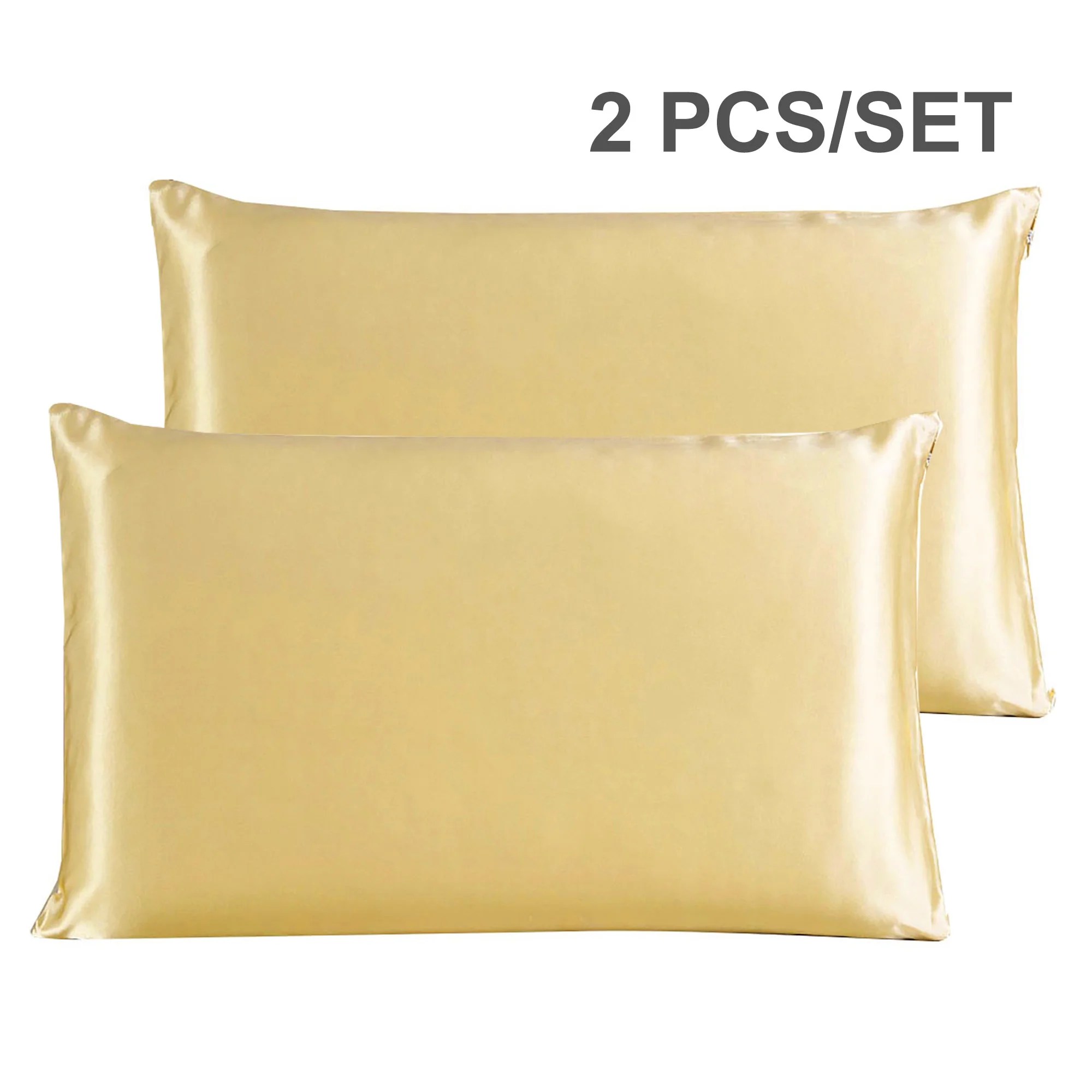 2X 100 Pure Silk Fabric Pillowcase Pillow Case Cover Standard/Queen
