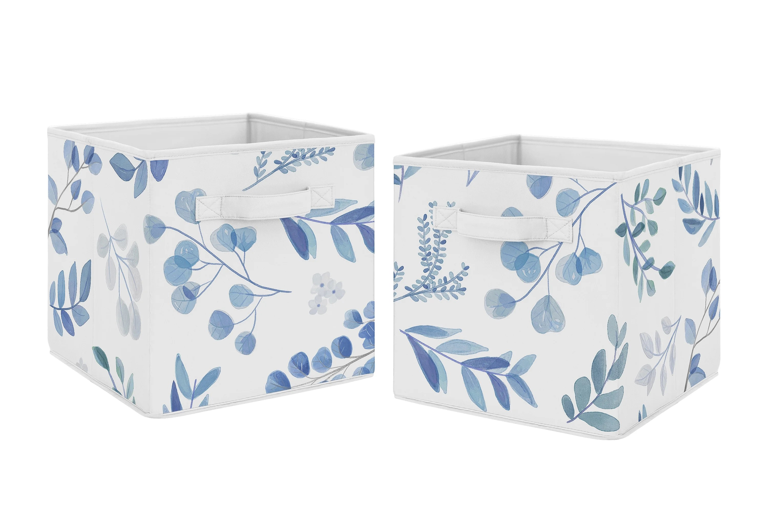 Botanical Blue Leaf Fabric Storage Bin (Set of 2) by Sweet Jojo Designs