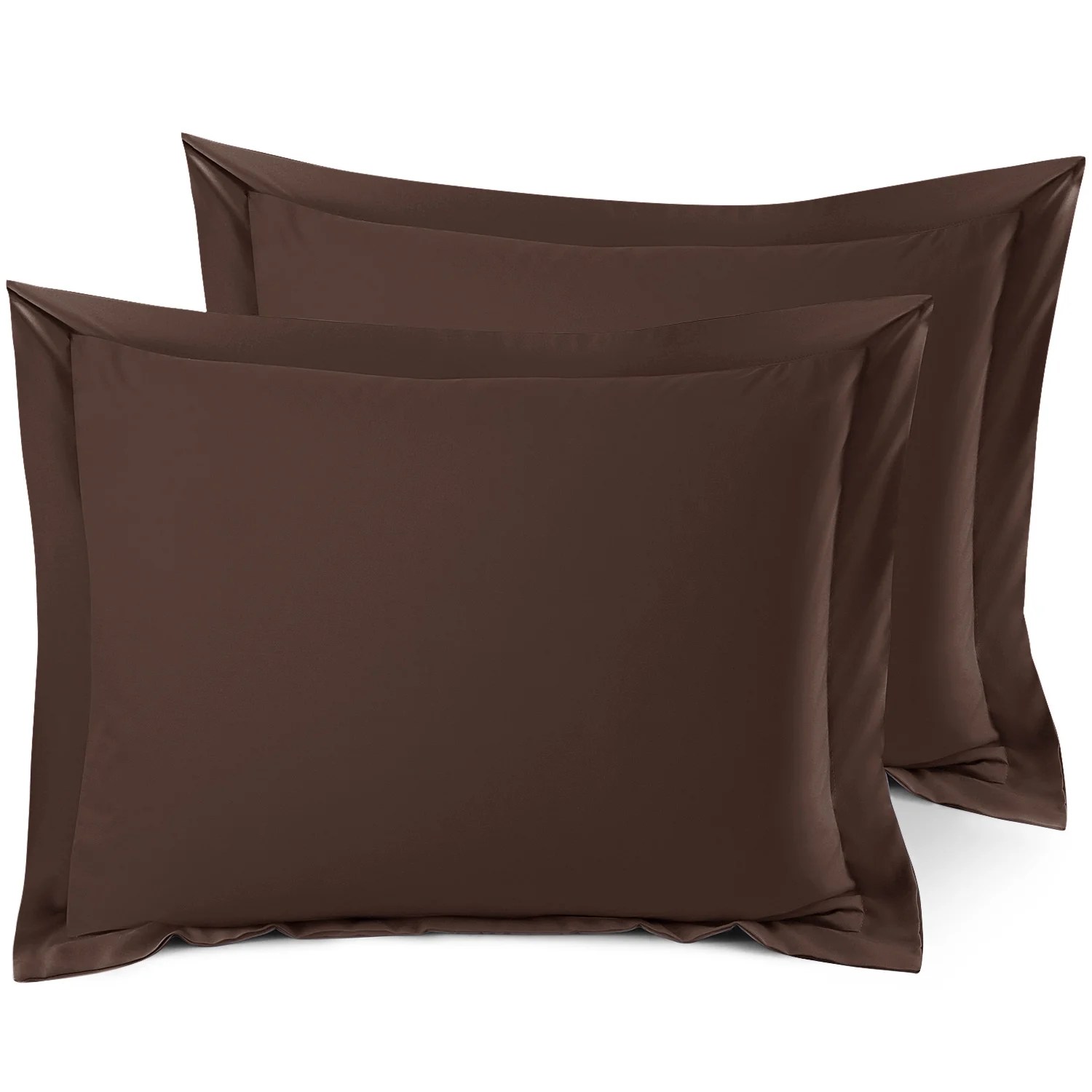 Set of 2 Standard 20"x26" Size Pillow Shams Chocolate Brown, Hotel