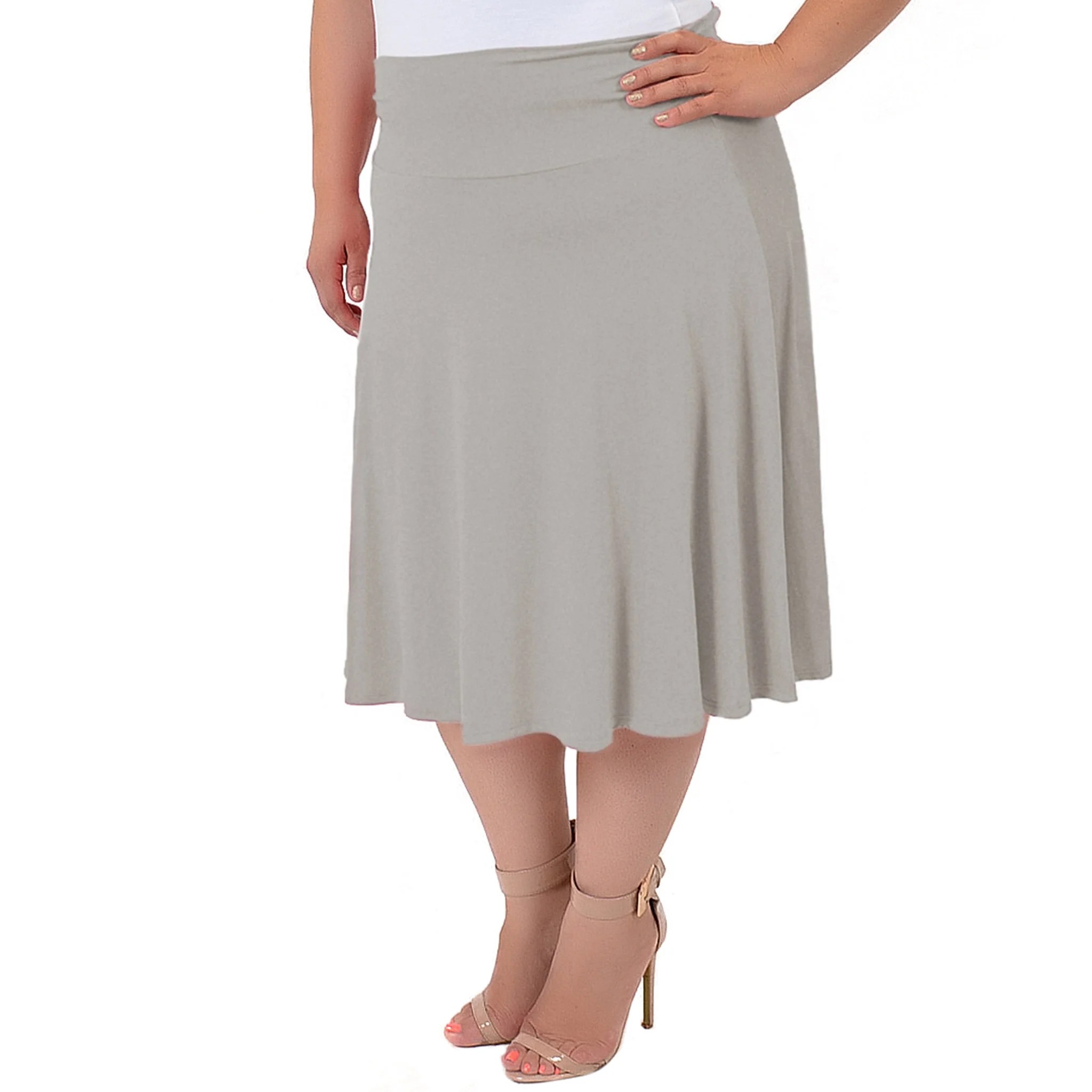 Plus Size Knee Length Flowy Skirt XLarge (1214) / Heather Gray