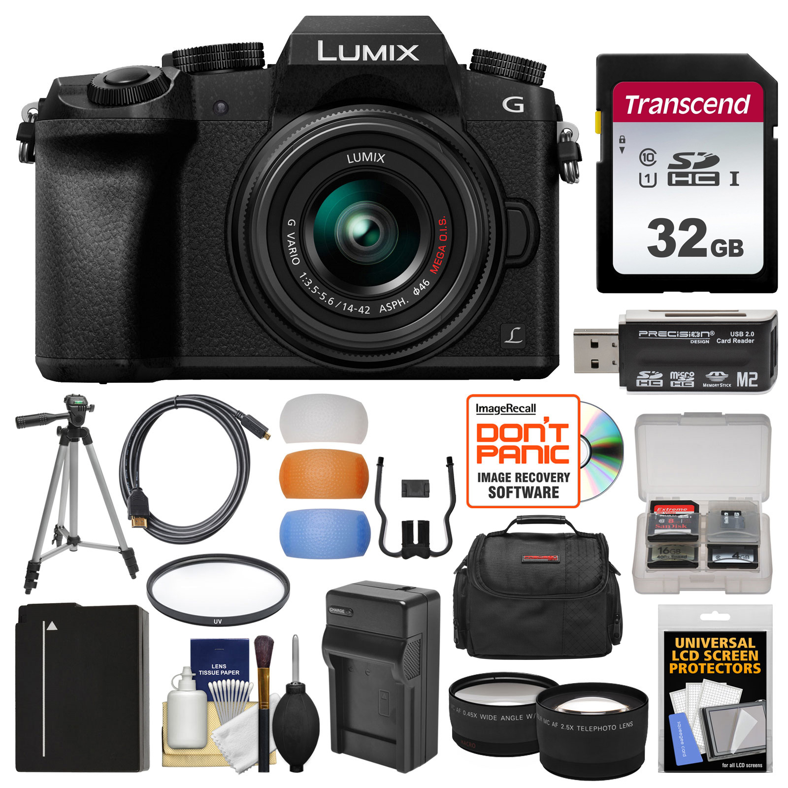Panasonic Lumix DMCG7 4K WiFi Digital Camera & 1442mm Lens (Black