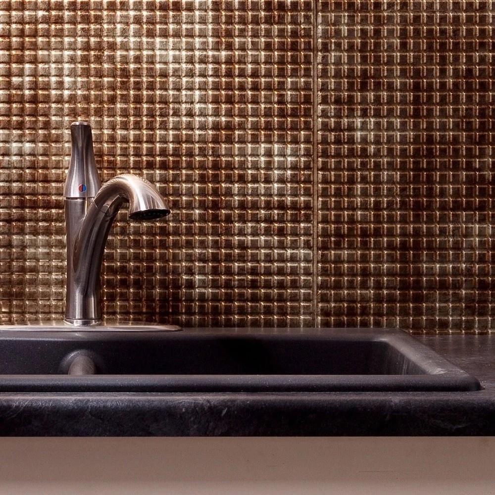 Fasade Easy Installation Square Bermuda Bronze Backsplash Panel for