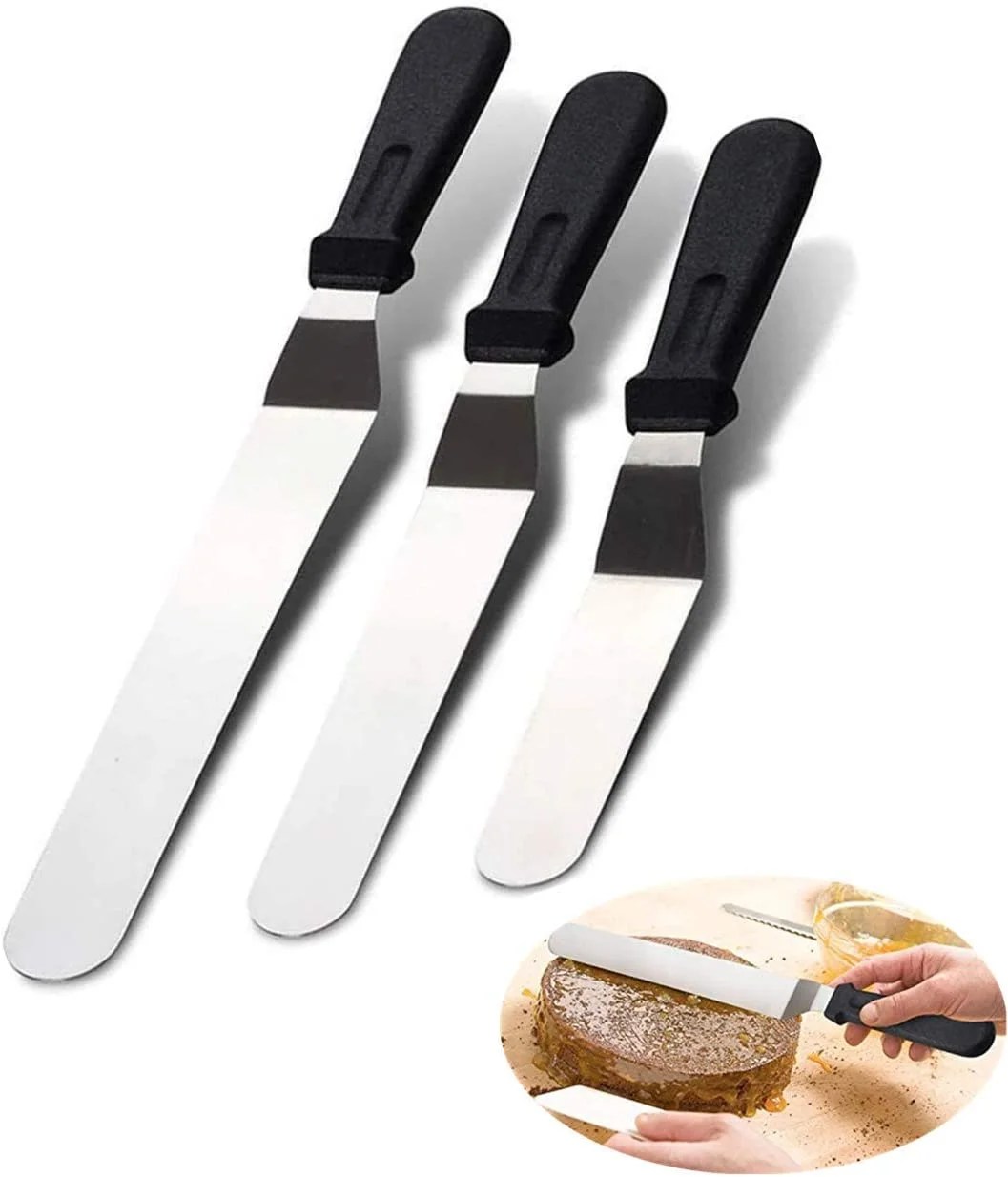Offset Cake Icing Spatula Set, Professional Stainless Steel Cake
