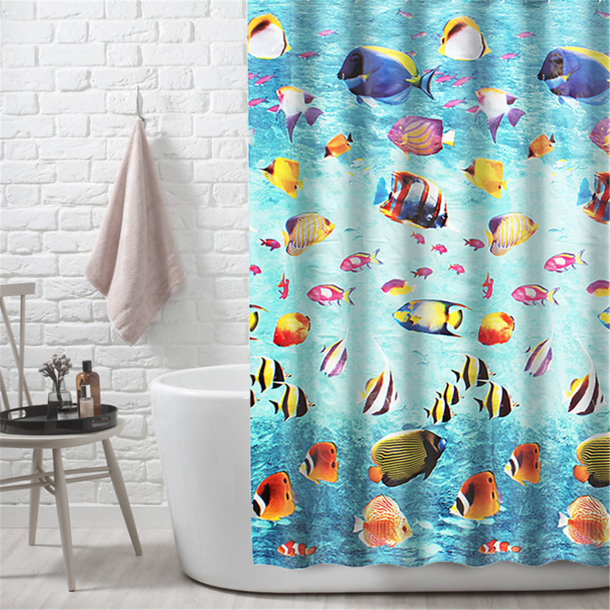 Underwater Shower Curtain, Ocean Transparent Underwater Landscape with