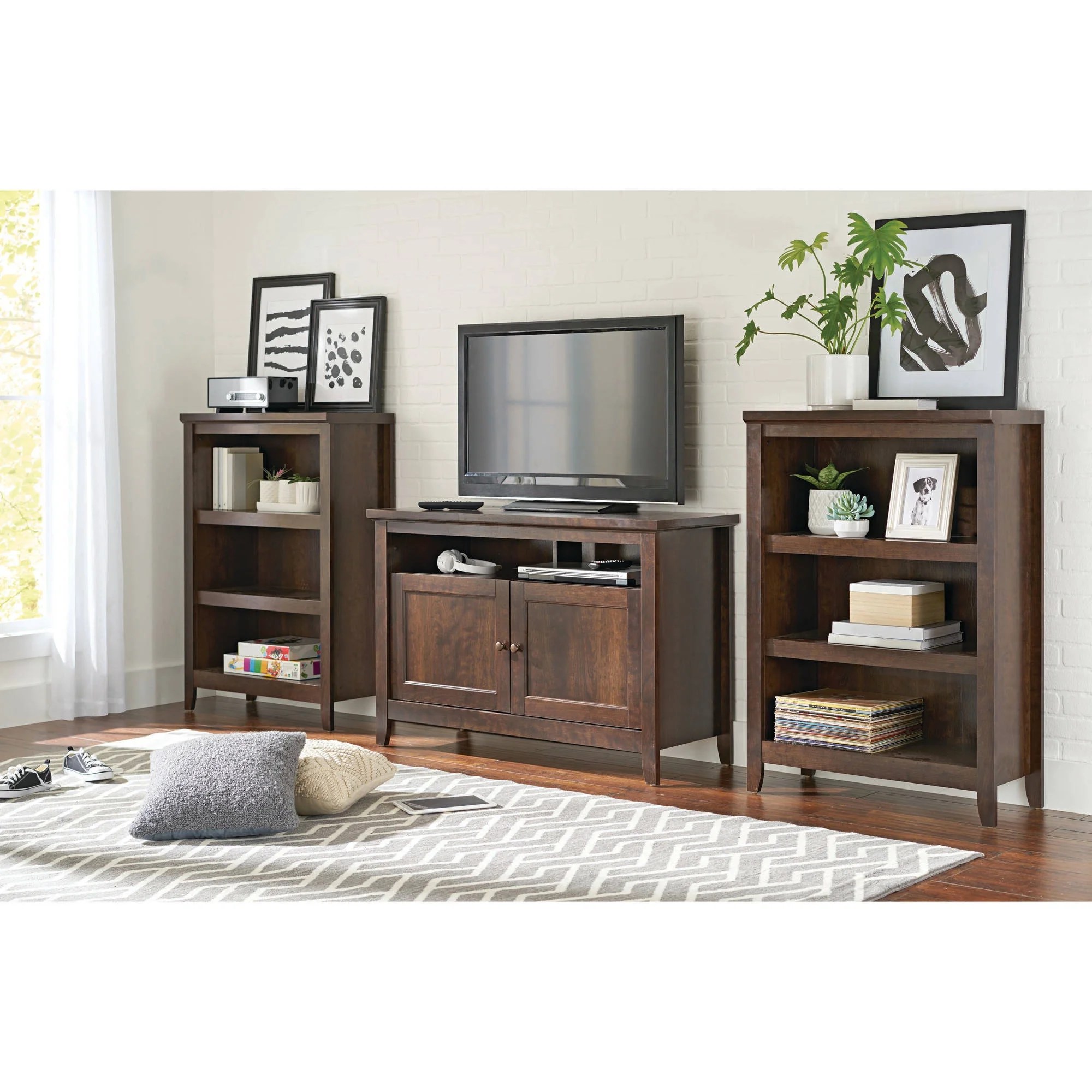 Better Homes Gardens Parker 3 Shelf Bookcase, Estate Toffee Finish 3