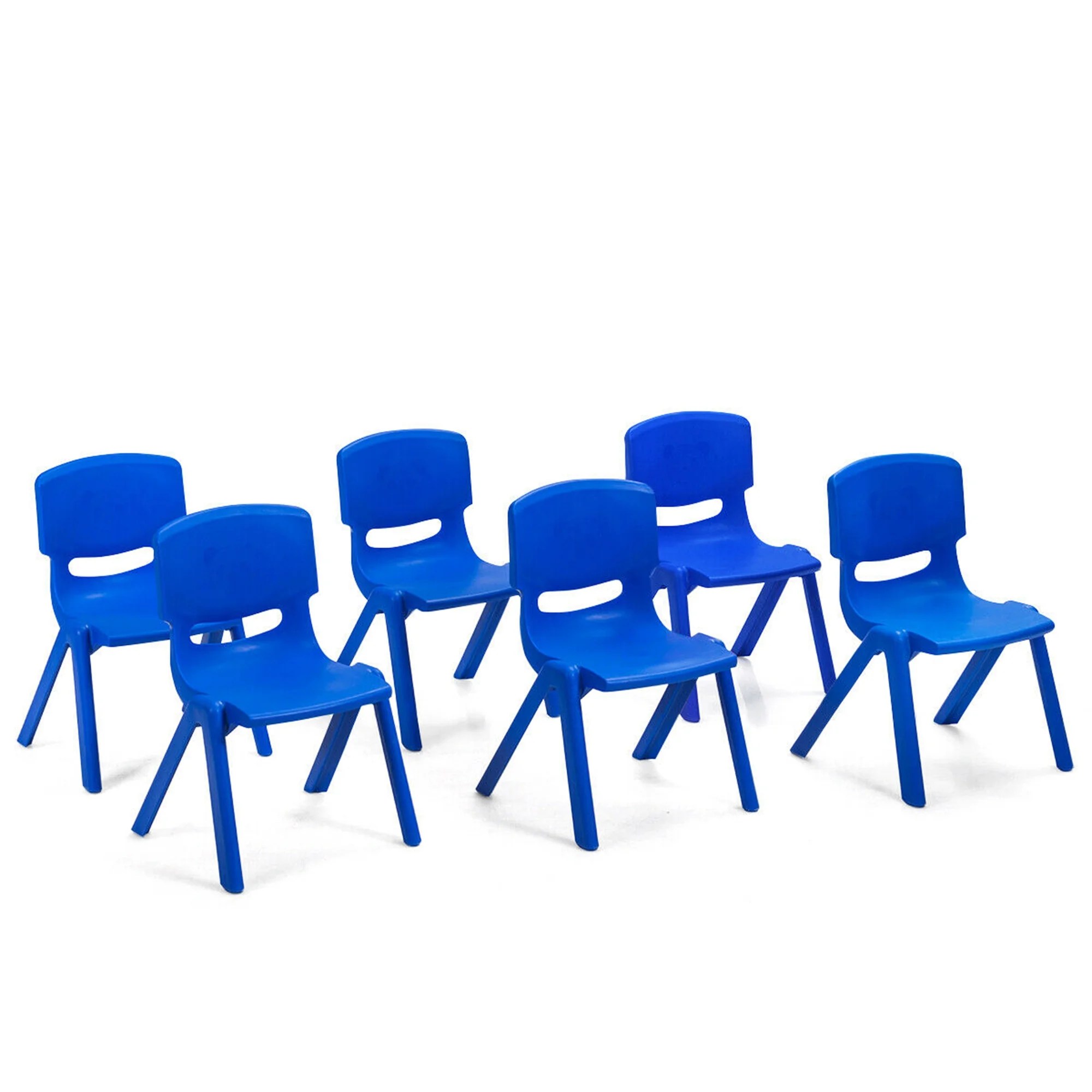Gymax 6pack Kids Plastic Stackable Classroom Chairs Indoor/Outdoor Kindergarten Blue