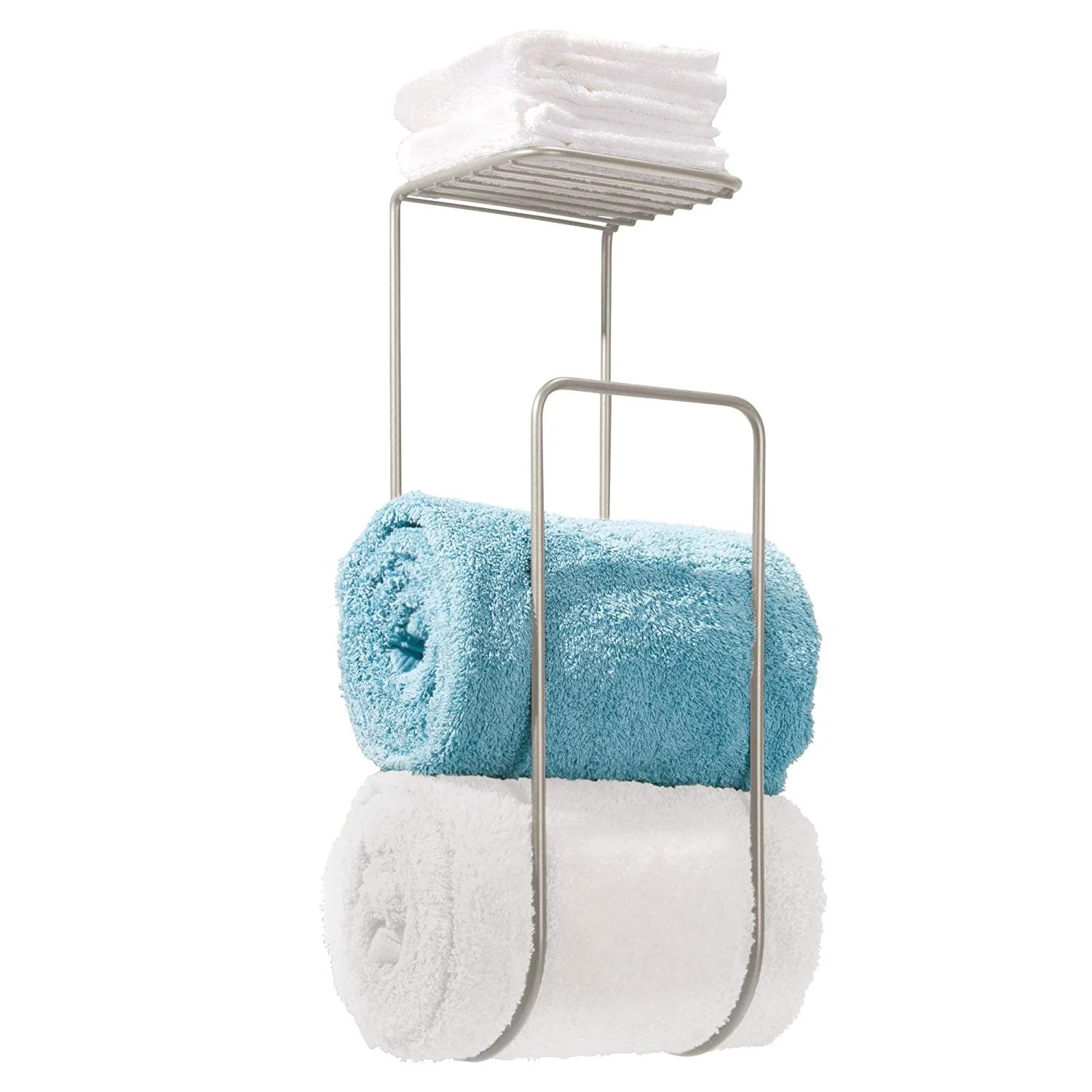 mDesign Modern Metal Wall Mount Towel Rack Holder and Organizer with mDesign Modern Metal Wall Mount Towel Rack Holder and Organizer with