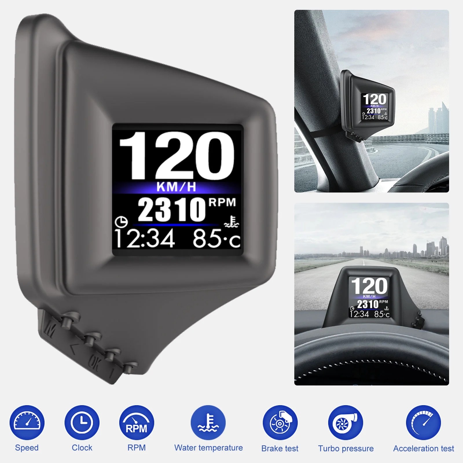 EEEkit Universal FHD HeadUp Display, Car HUD Digital OBD2+GPS Dual