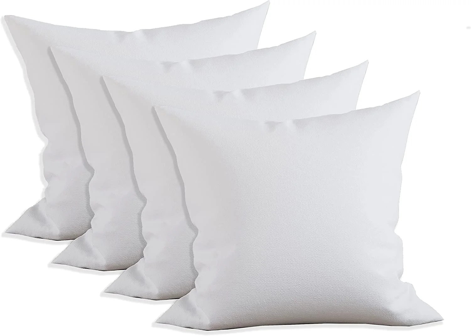 Elegant Comfort 22 x 22 Pillow Inserts Set of 4 Square Form Throw