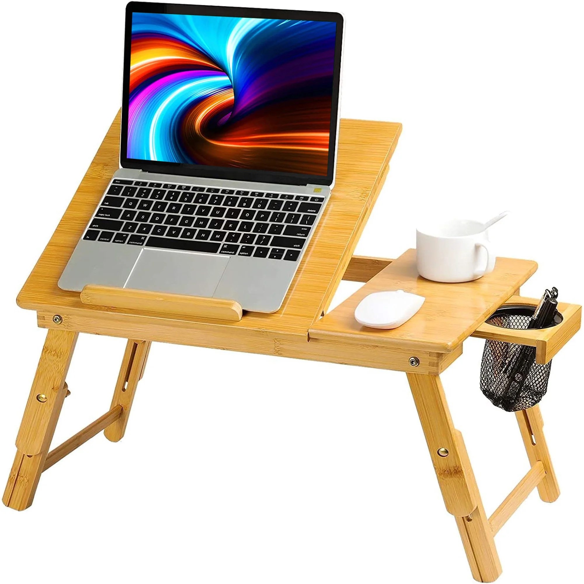 Lap Desk, Laptop Desk Fits up to 15.6 inch, Foldable Bed Tray Breakfast Table with 5 Angles