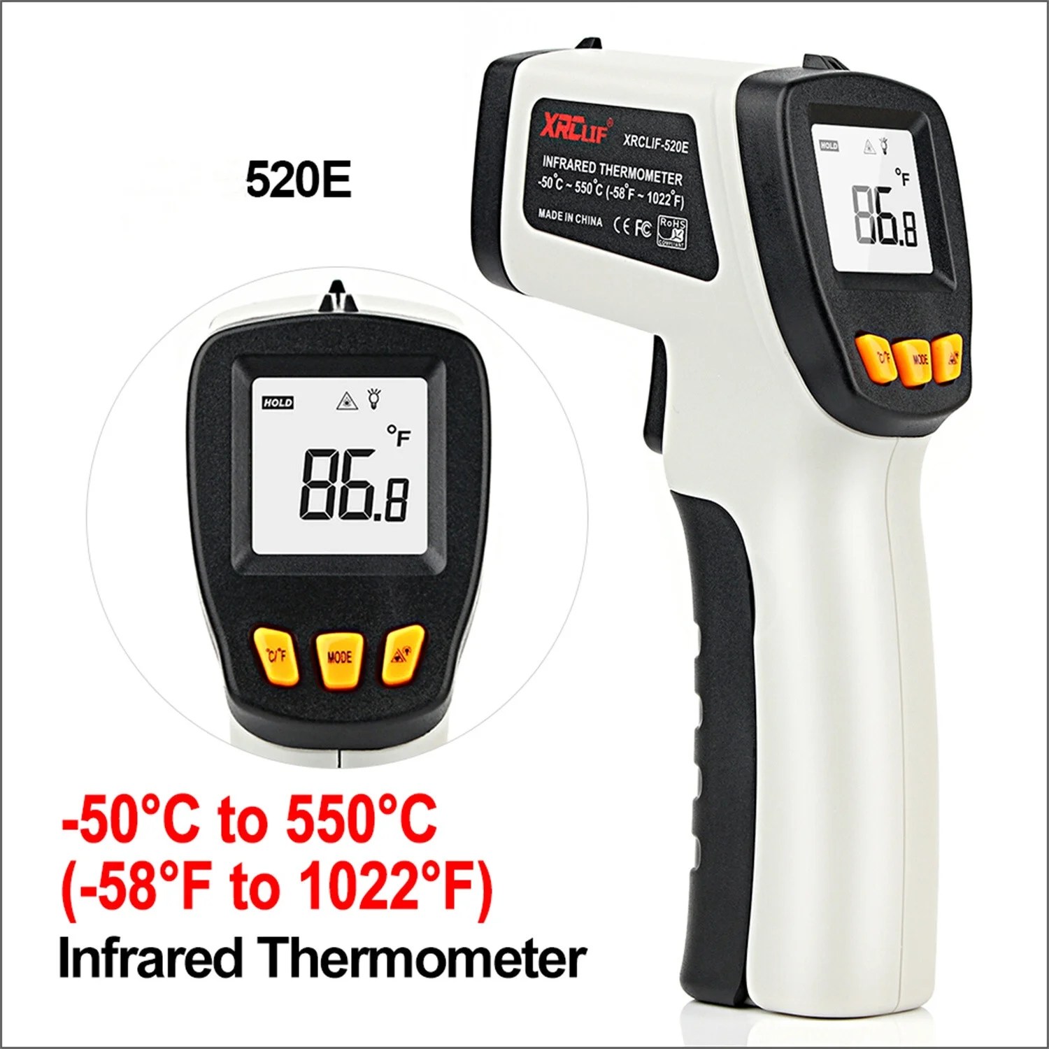 Noncontact Digital Laser Infrared Thermometer Gun High Low Temperature