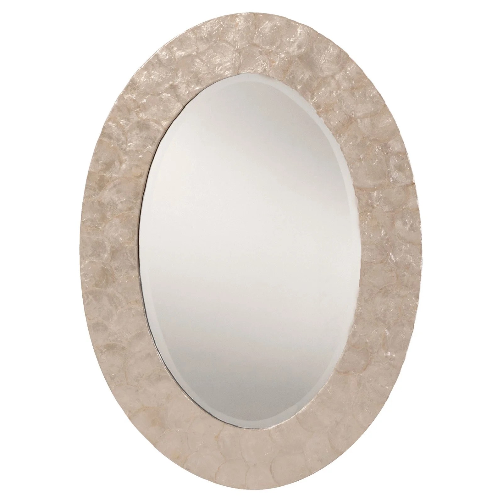Rio Beveled Wall Mirror with White Mother of Pearl Oval Frame