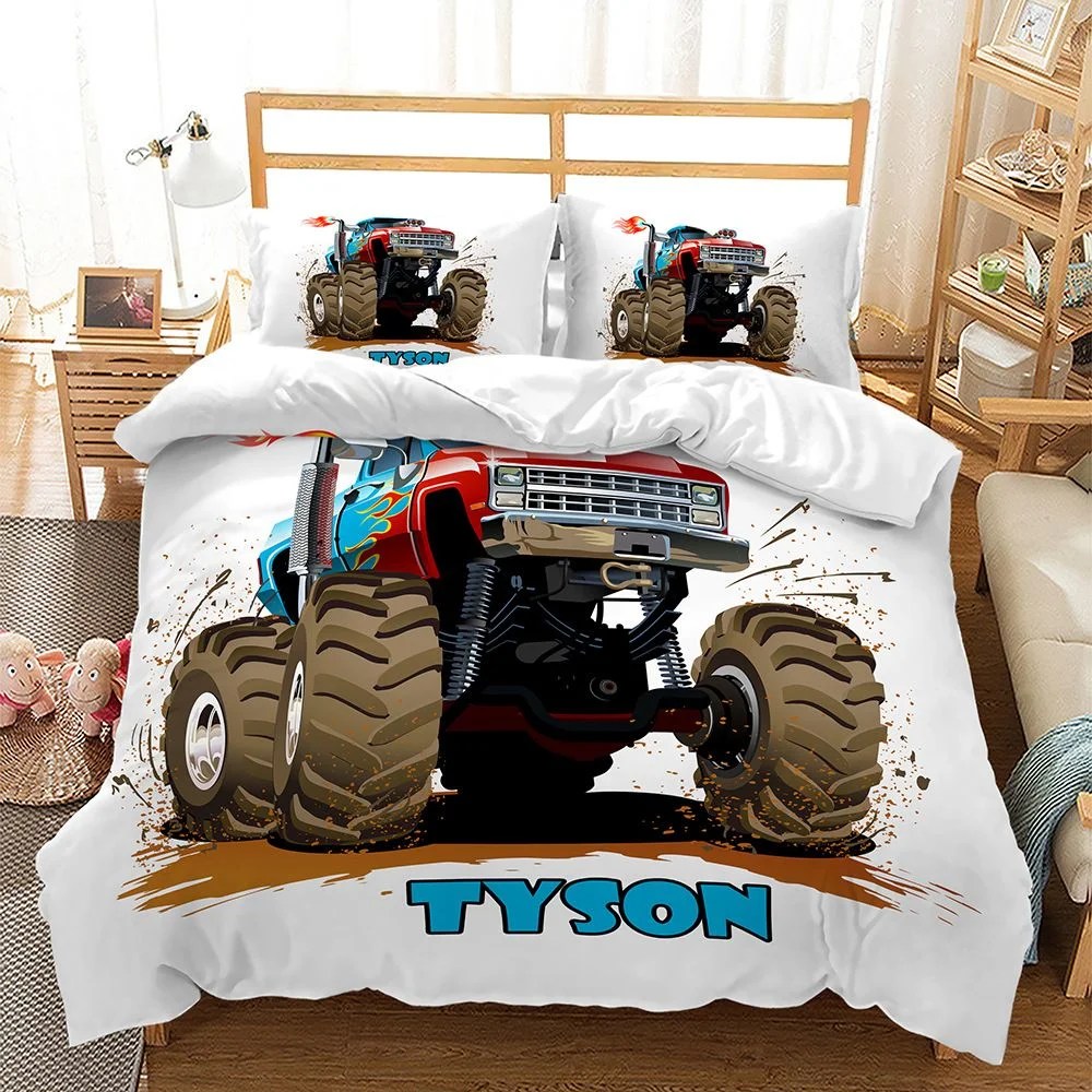 3D Automobile Race Car Print King Queen Racing Racecar Duvet Cover Set