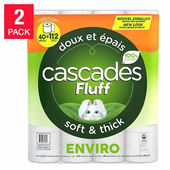 Cascades Fluff Enviro Bath Tissue 40 x 330 Sheets 2pack Walmart Canada
