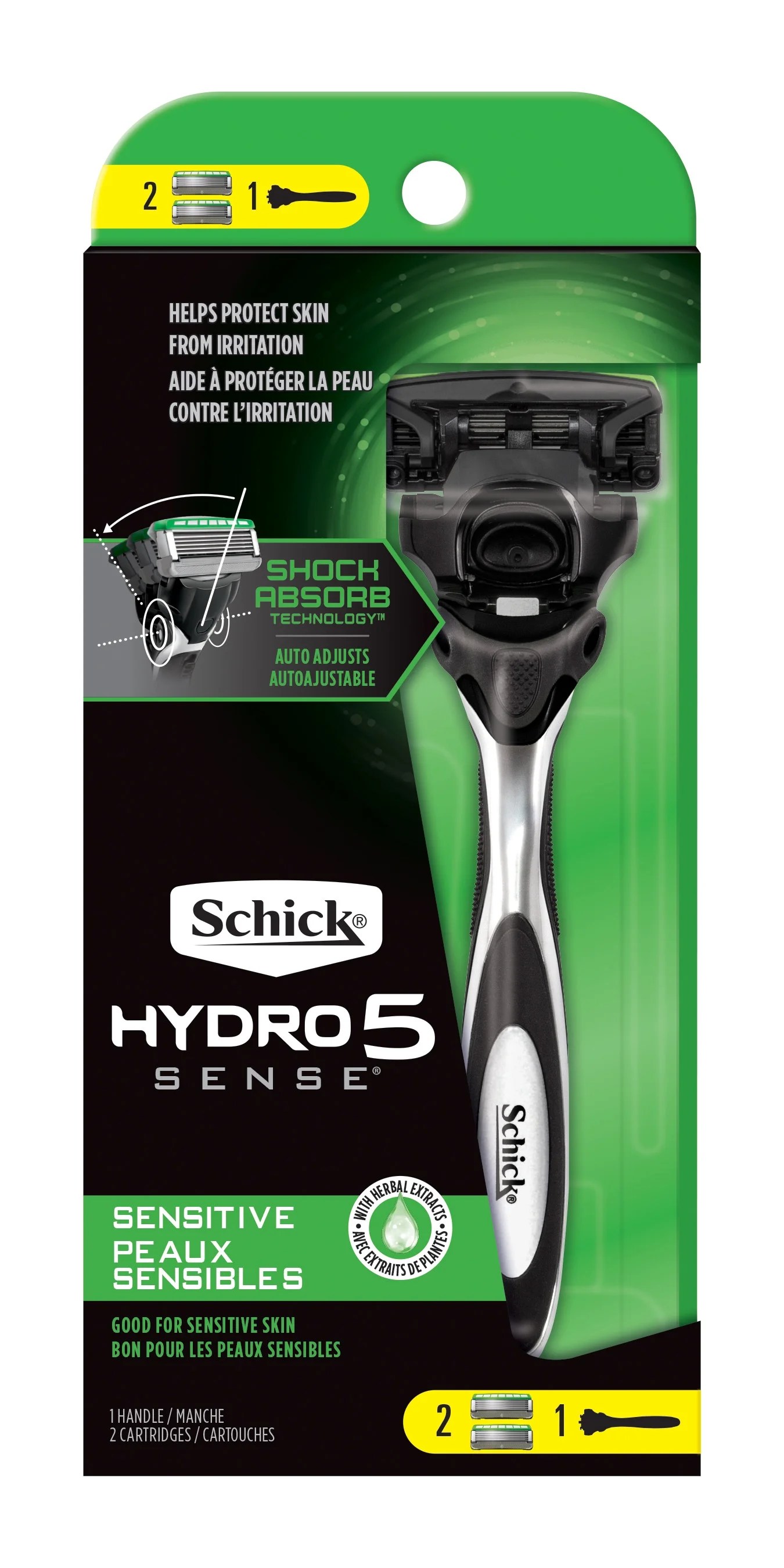 Schick Hydro 5 Sense Sensitive Men's Razor, and 2 Refills BrickSeek