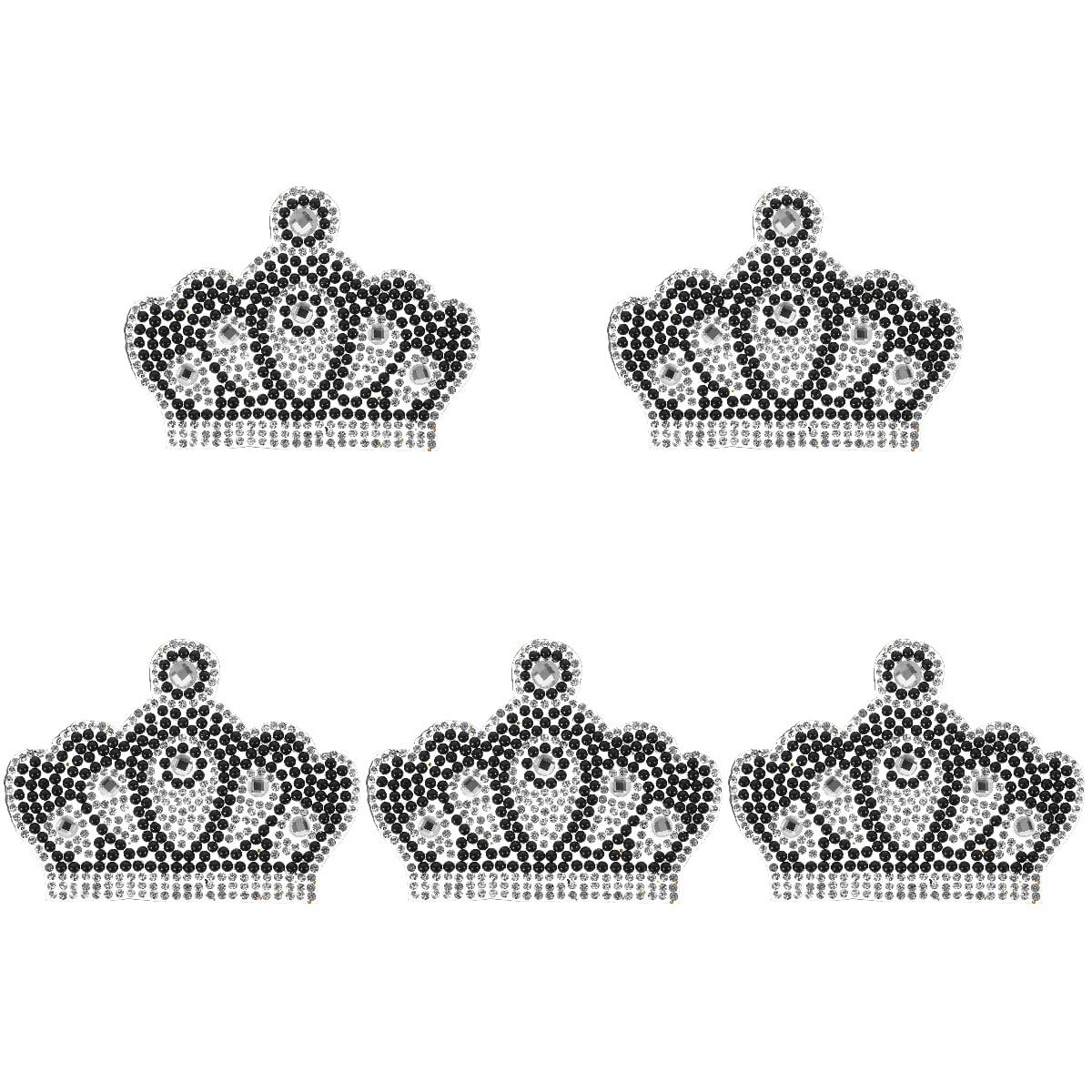 5pcs Crown Patch Iron On Patch Embroidery Rhinestones Applique