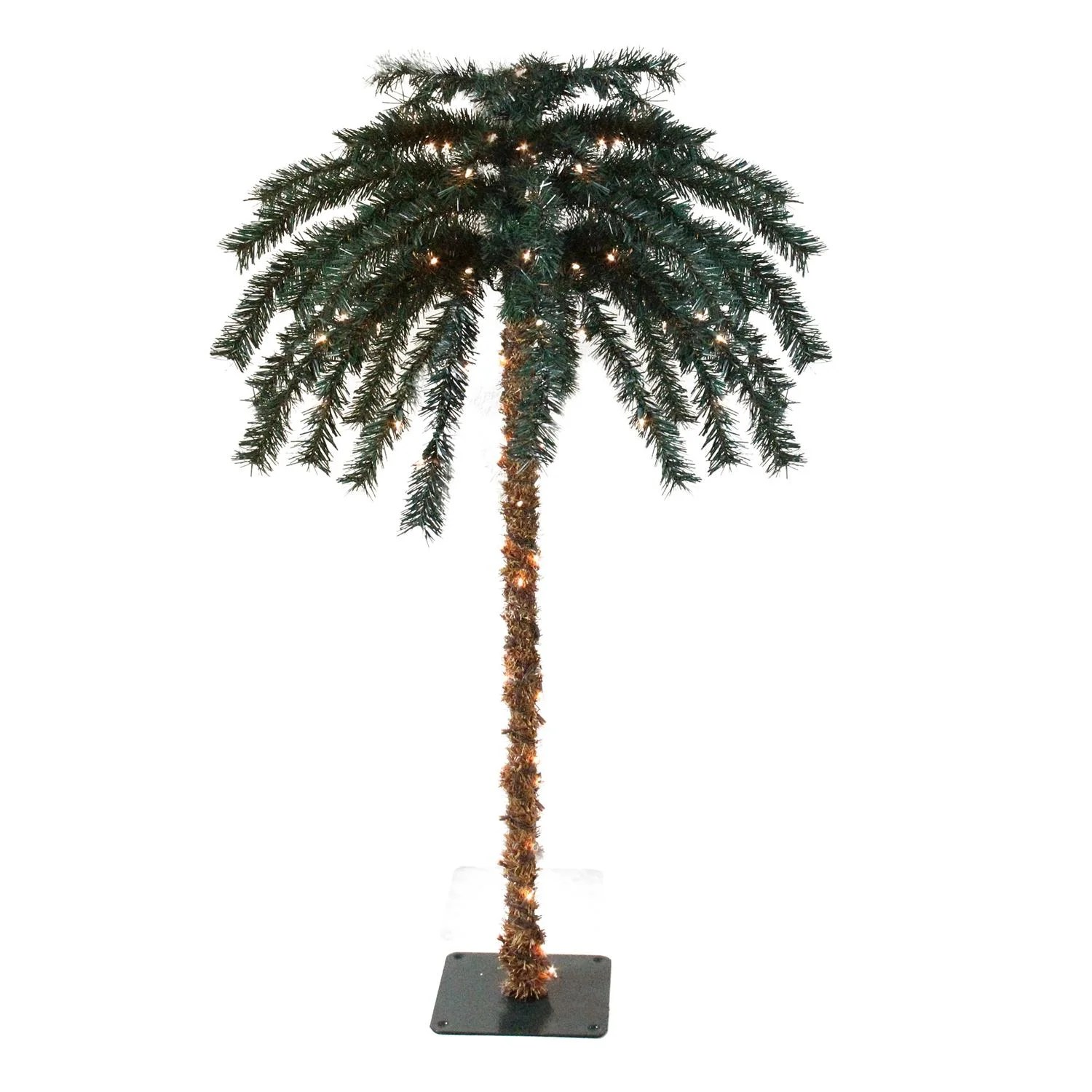 6' PreLit Tropical Outdoor Summer Patio Artificial Palm Tree Clear