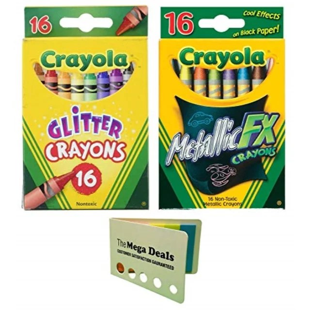 crayola glitter crayons, 16 count crayola metallic fx
