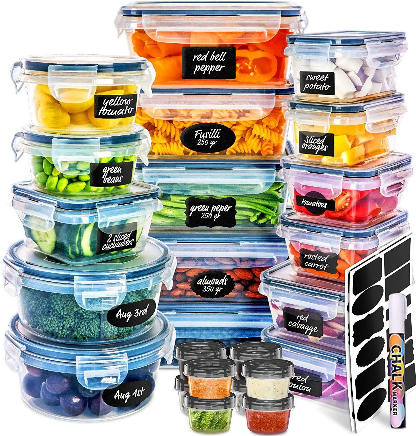 Fullstar 50 Piece Variety Pack Food Storage Containers with Lids BPA