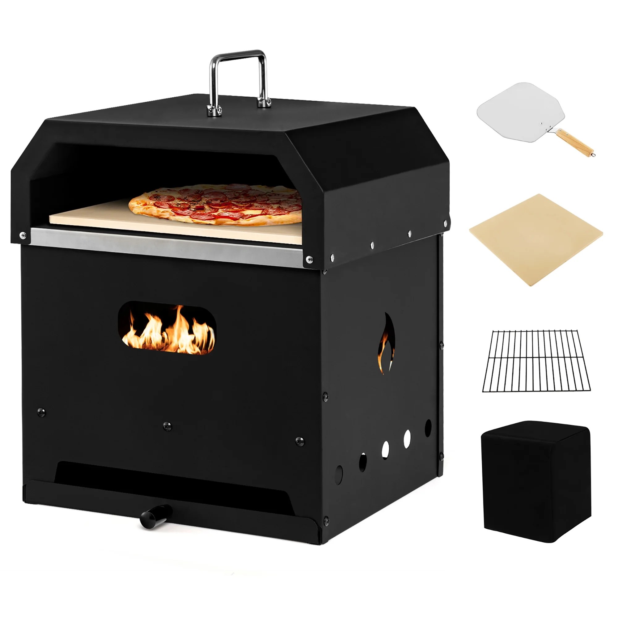 Costway 4in1 Multipurpose Outdoor Pizza Oven Wood Fired 2Layer