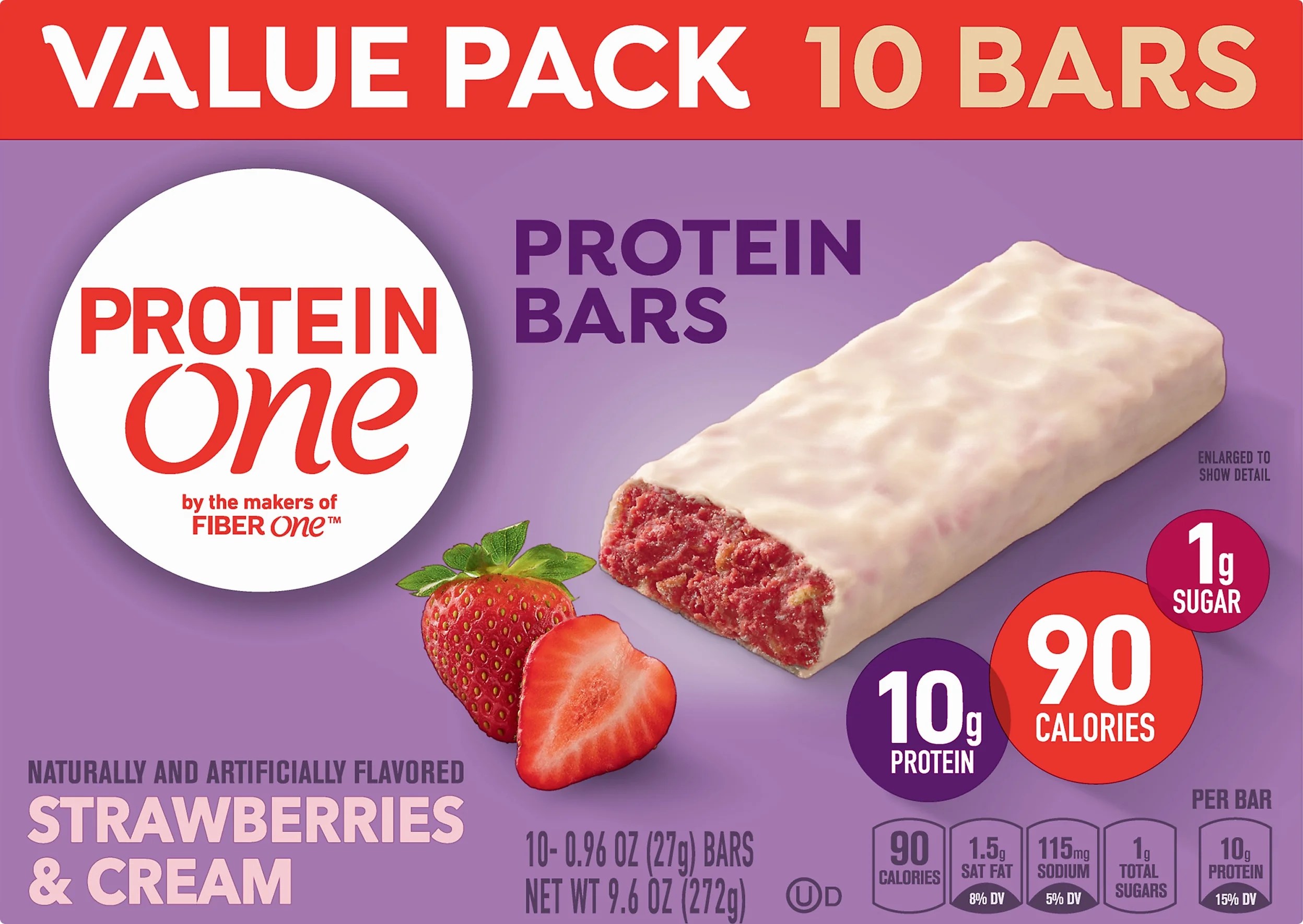 Protein One 90 Calorie Strawberries & Cream Bars 10 ct