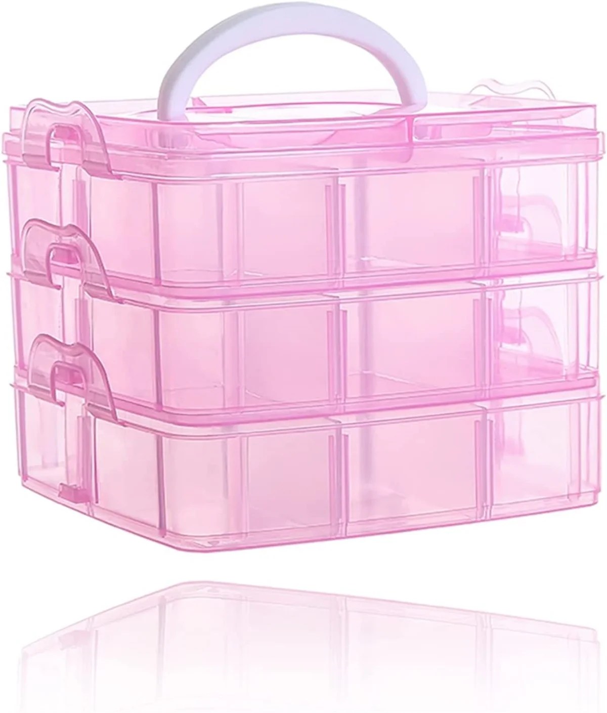 Casewin 3 Tier Small Stackable Storage Container Box with Handle