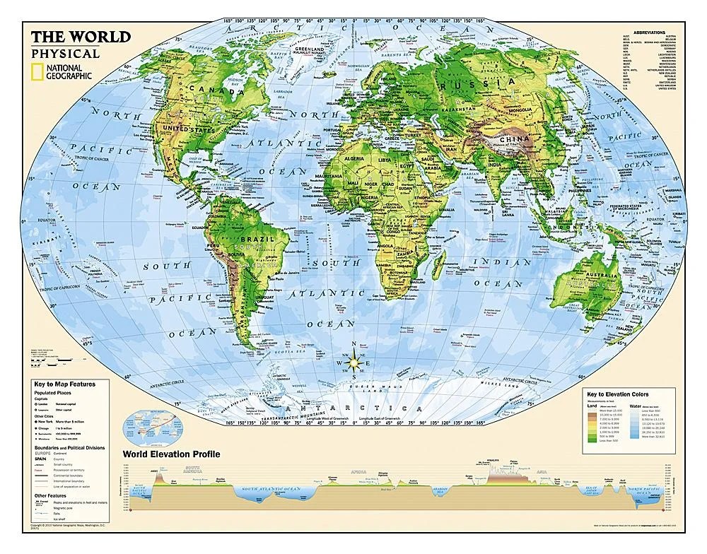 National Geographic Education Maps National Geographic Kids Physical World Education Grades 412 Wall