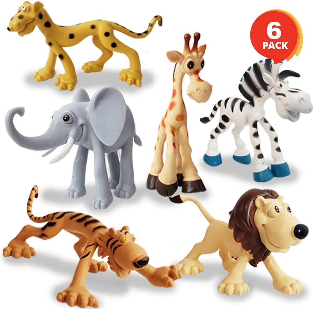 Gold Toy Cartoon Animals Figurines for Kids Set of 6