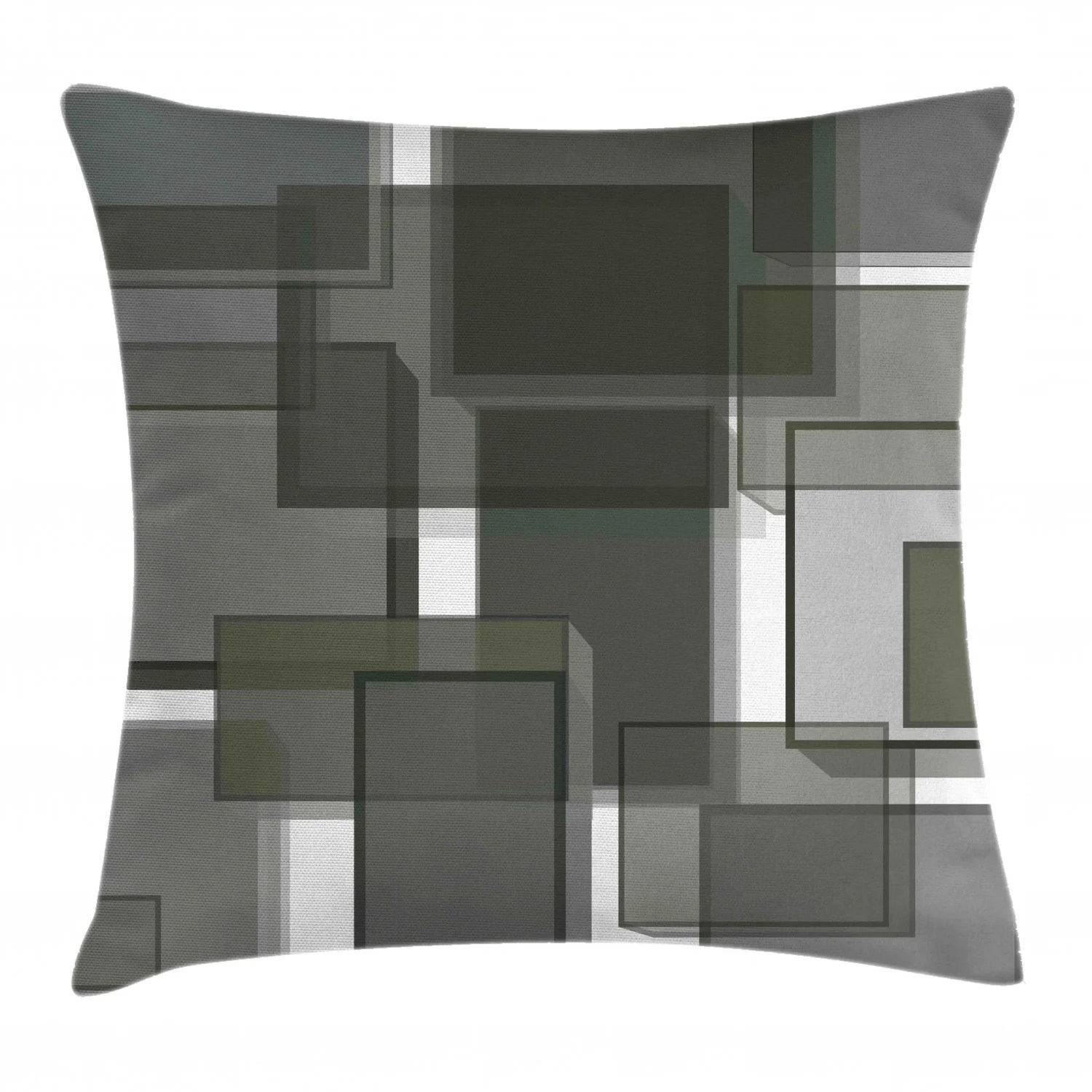 Taupe Throw Pillow Cushion Cover, Three Dimensional Cubes Geometric
