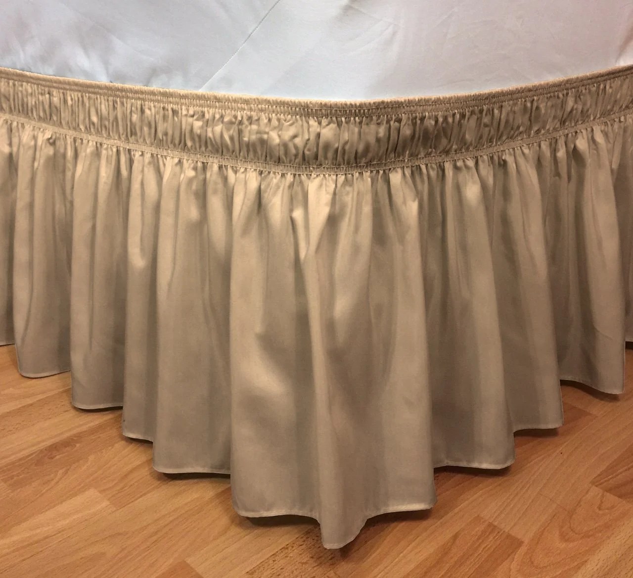Elastic Ruffle Bed Skirt Easy Warp Around King/Queen Size, Bed Skirt
