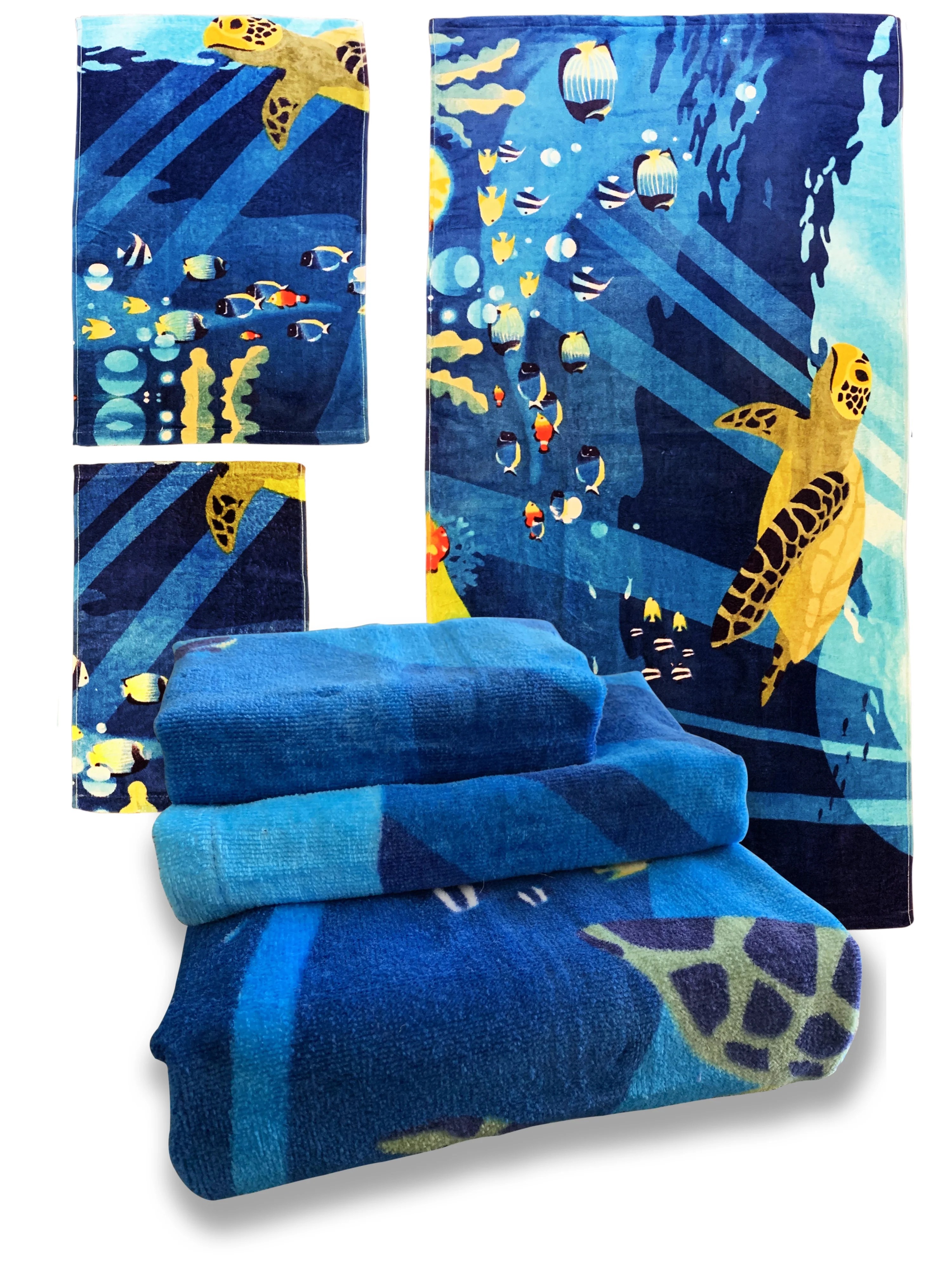 100 Cotton Soft 3Piece Pattern Quick Dry Swim Towel Beach Towel Set