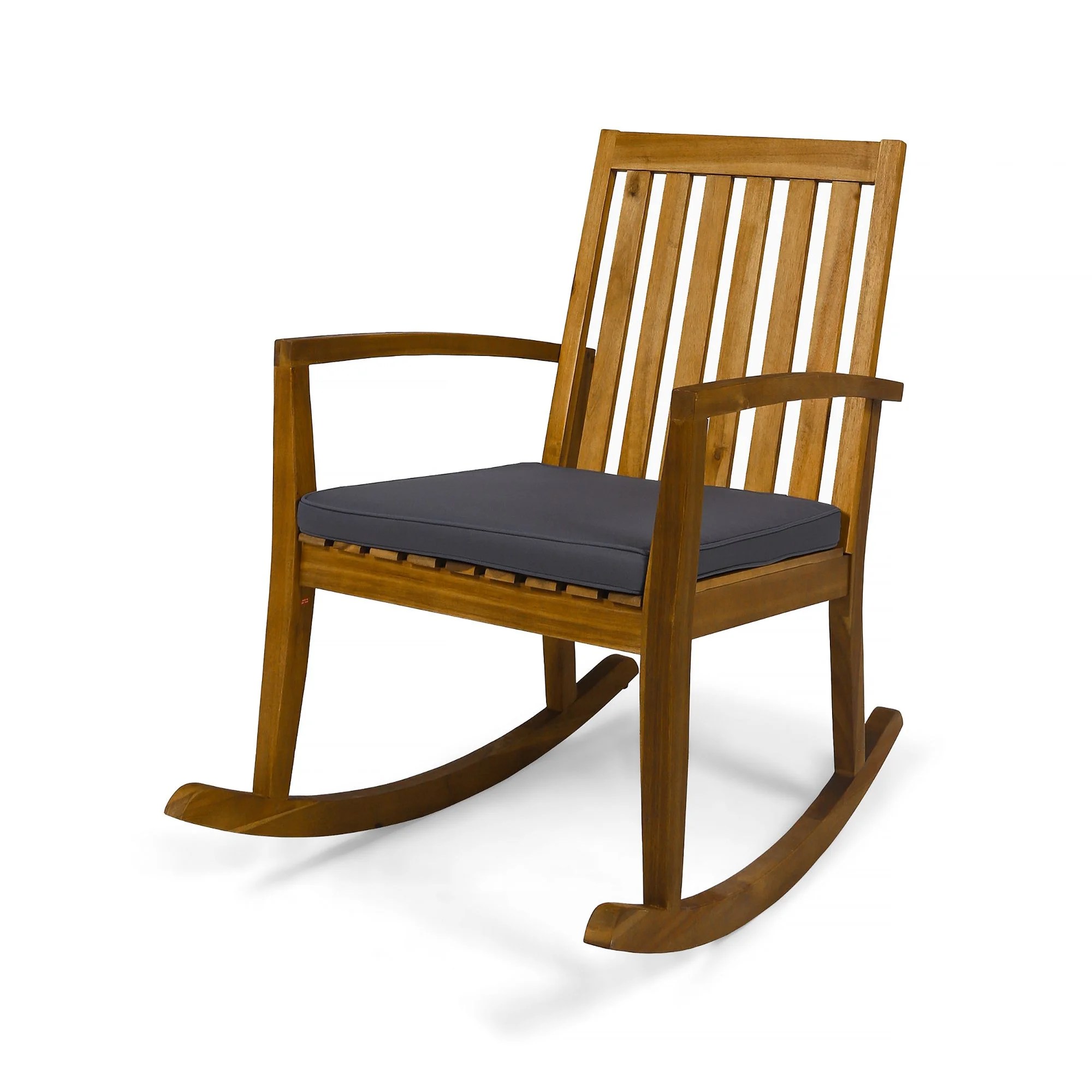 36.5" Brown Mid Century Outdoor Furniture Patio Rocking Chair Gray 36.5" Brown Mid Century Outdoor Furniture Patio Rocking Chair Gray