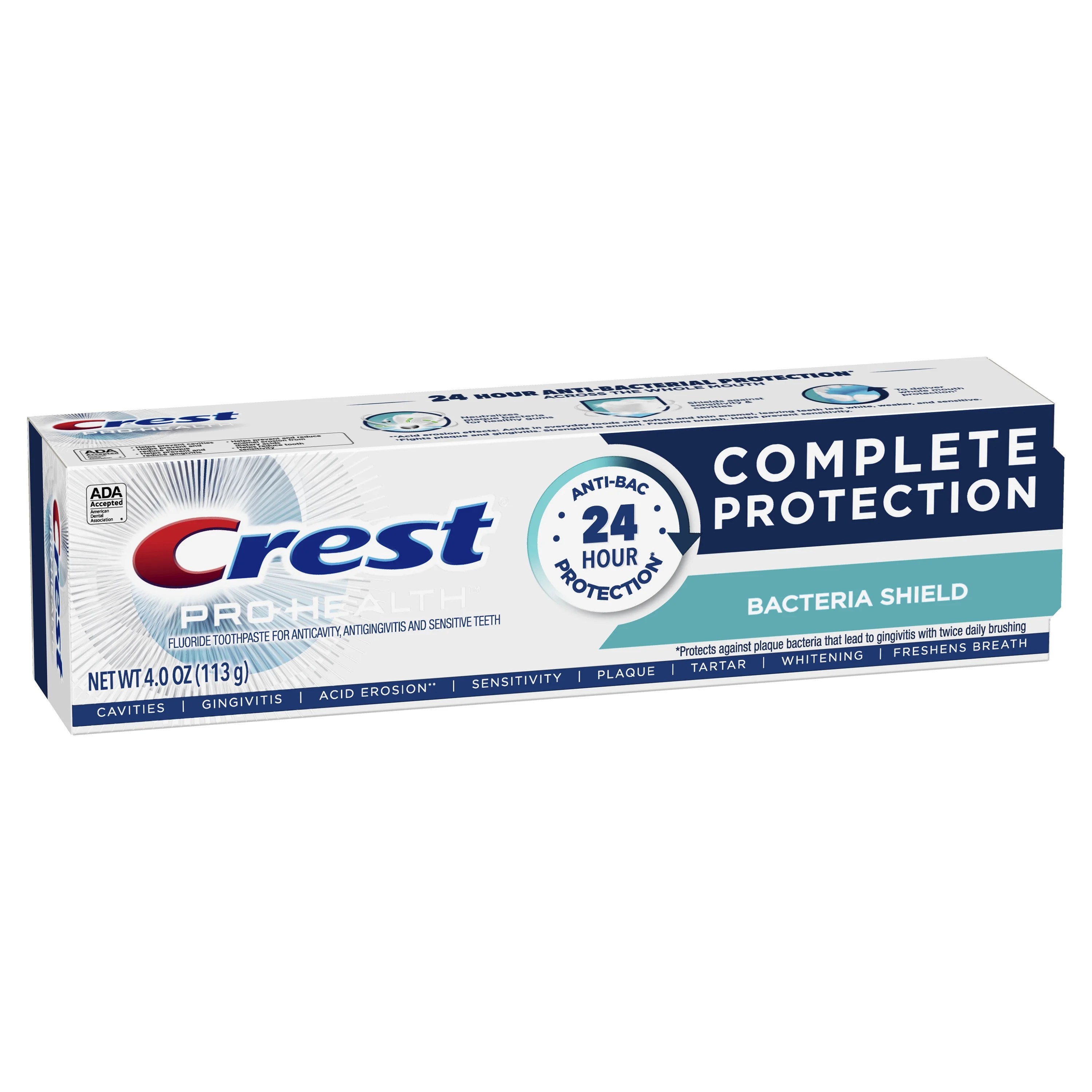 Crest ProHealth Antibacterial Toothpastes, Unflavored, 4 oz