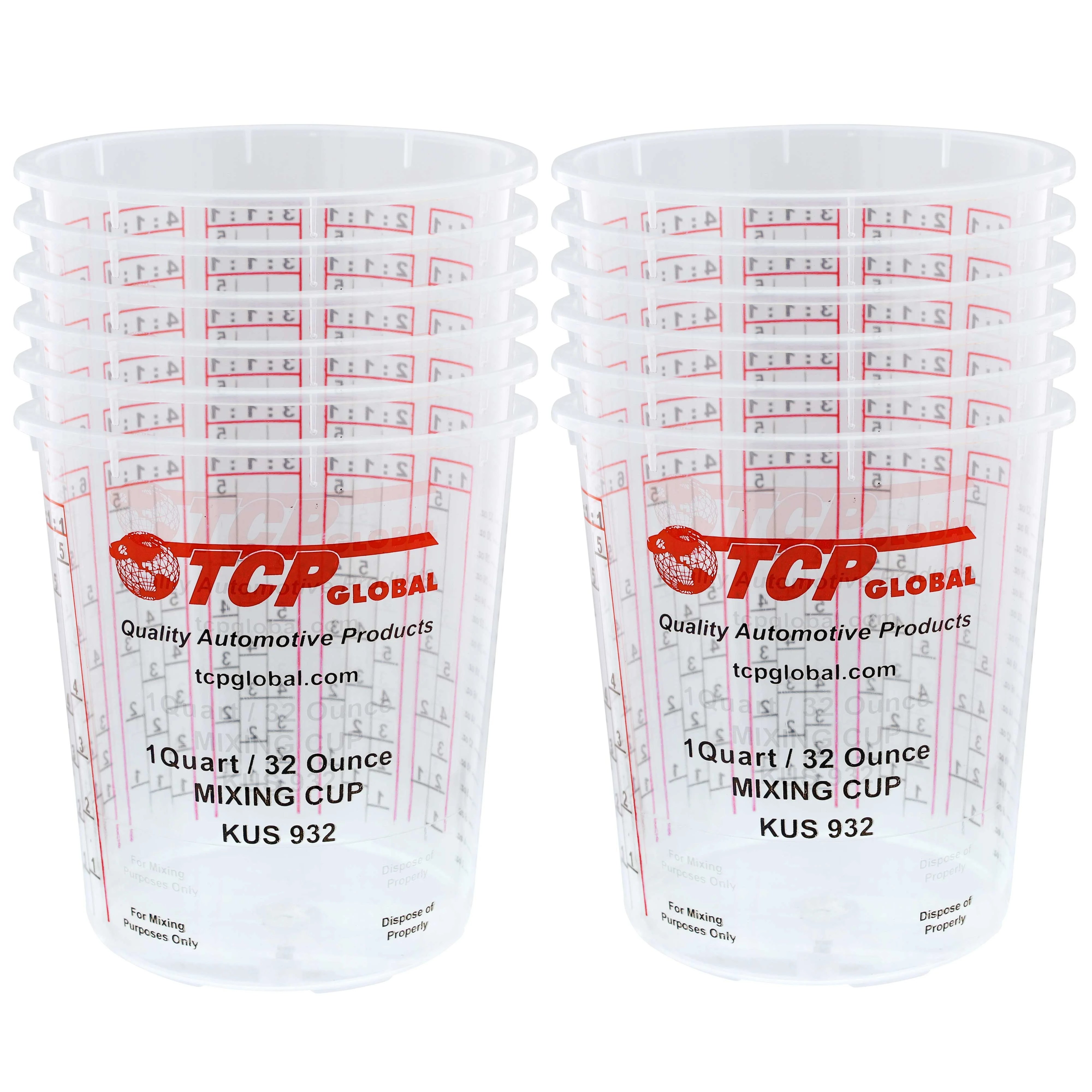 Custom Shop/TCP Global Pack of 12 Mix Cups Quart size 32 ounce Volume Paint and Epoxy