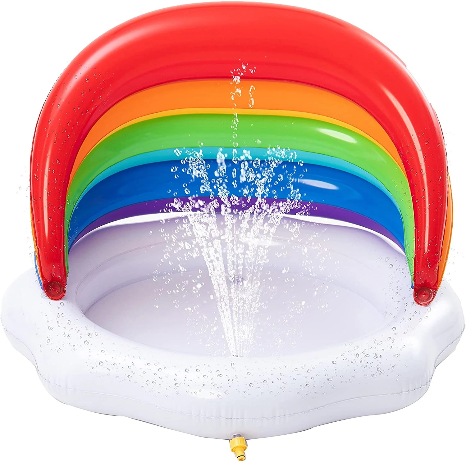 Inflatable Kiddie Pool with Canopy Rainbow Sprinkler Splash Pad for