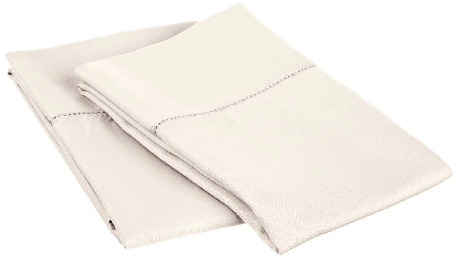 Hem Stitch 600ThreadCount Pillowcases Set, Cotton Blend, 8 Colors