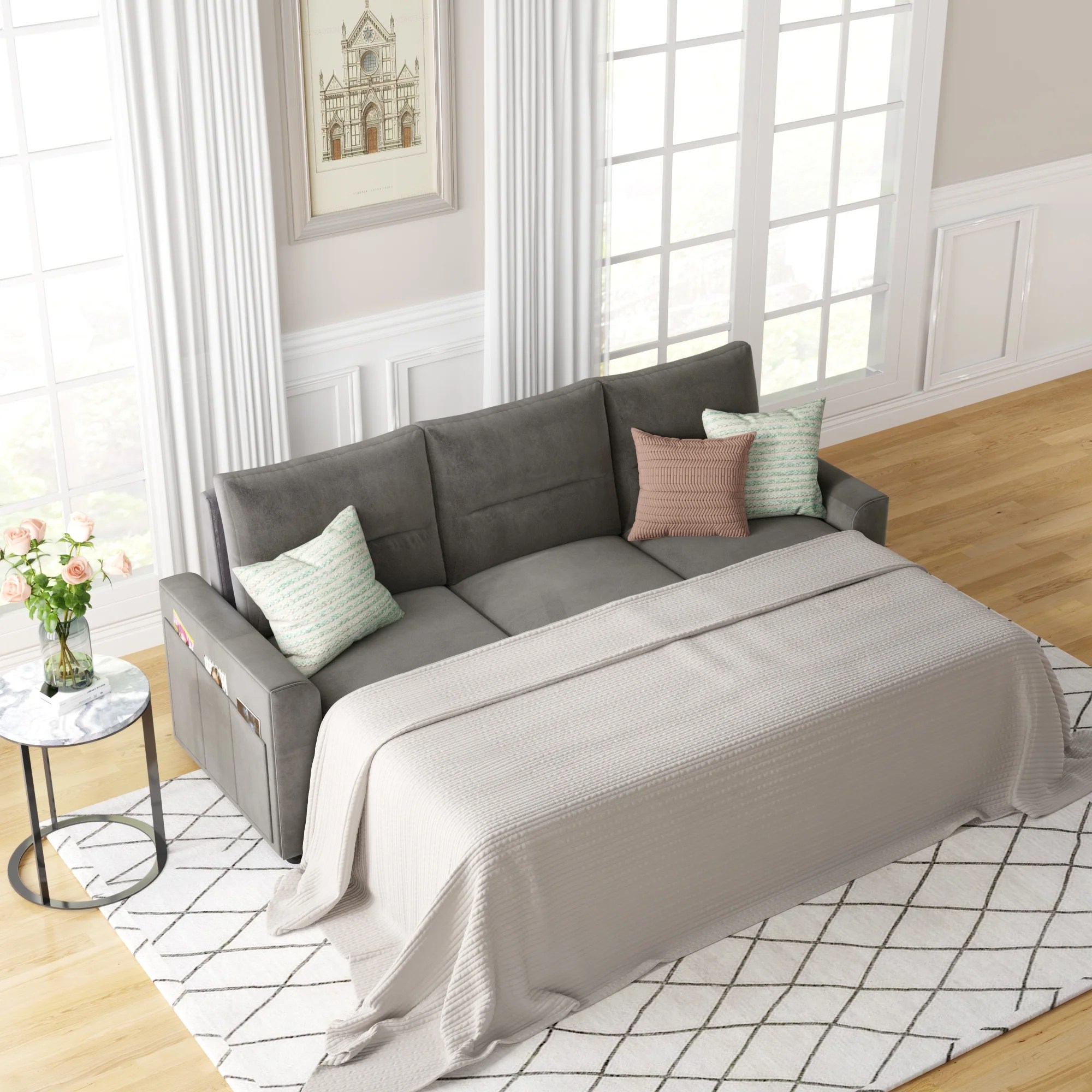 Reversible Sleeper Sectional Couches & Sofa, 82.5'' Pull Out Sectional