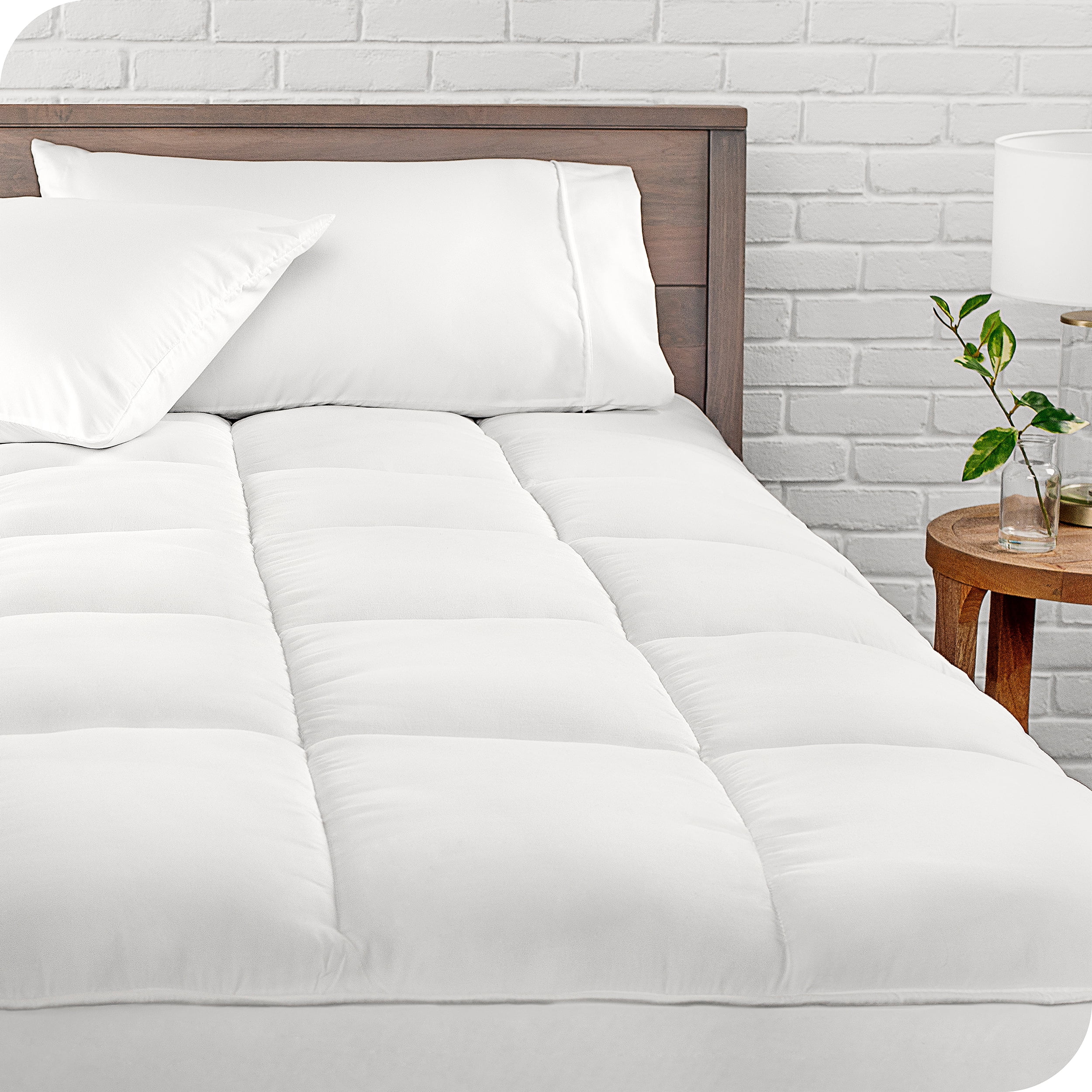 Bare Home PillowTop Mattress Pad Down Alternative Overfilled Microplush Reversible Topper