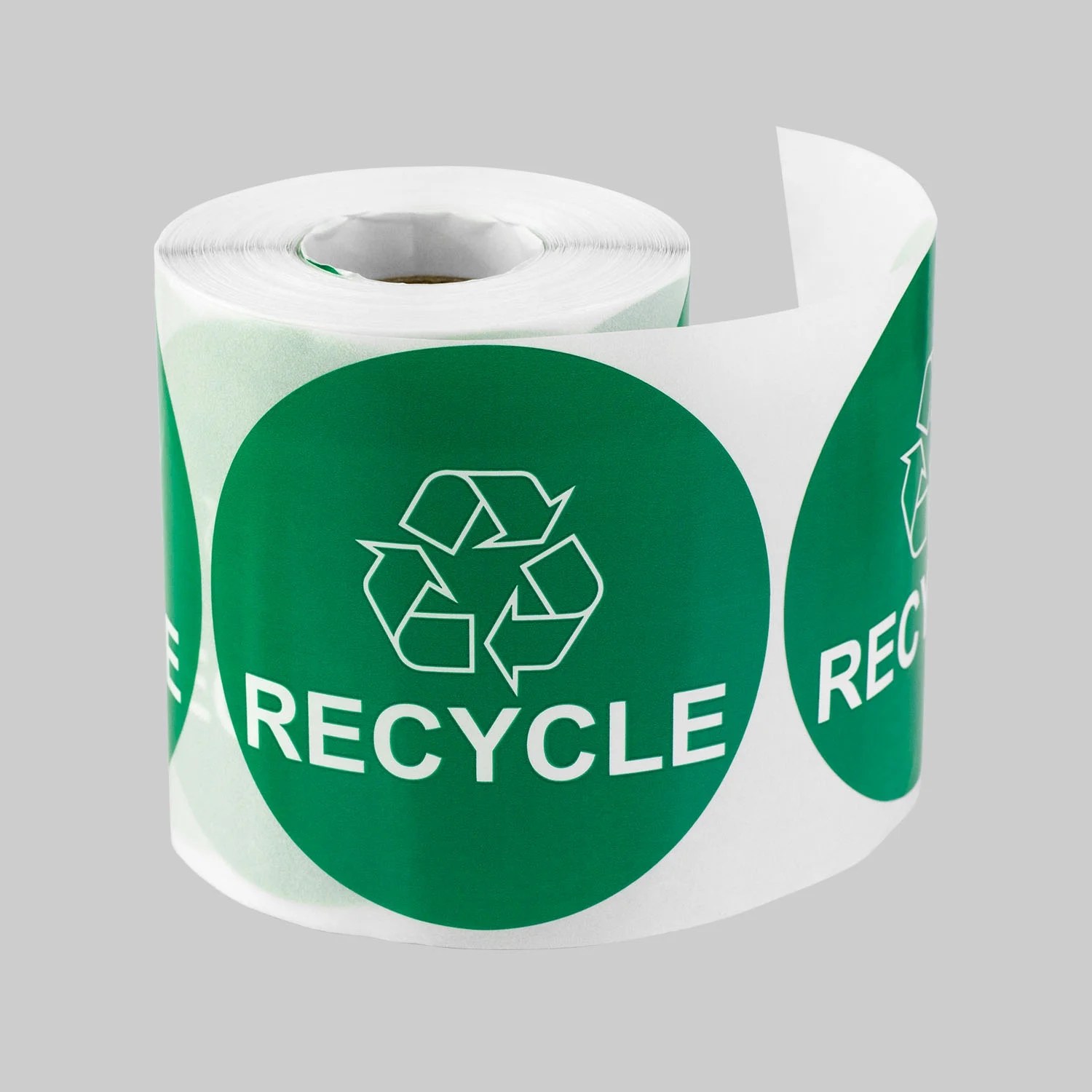 Round Recycle Stickers with Logo (3 inch, 300 Stickers per Roll, Green
