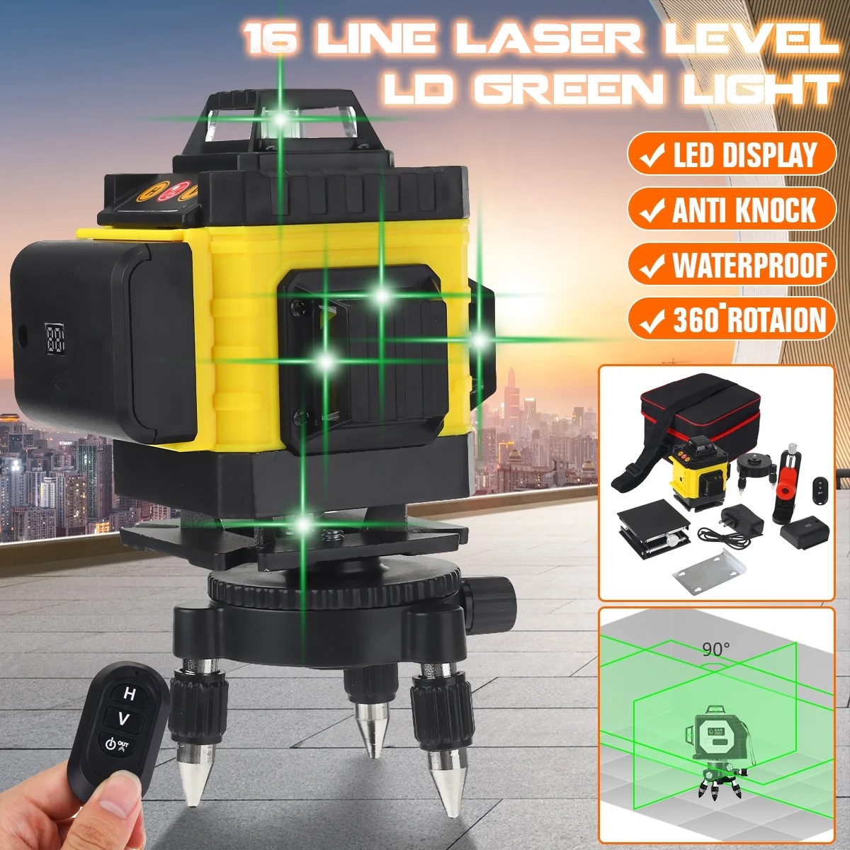 XEAST 3/4D laser level green beam 12/16 lines level Automatic Self