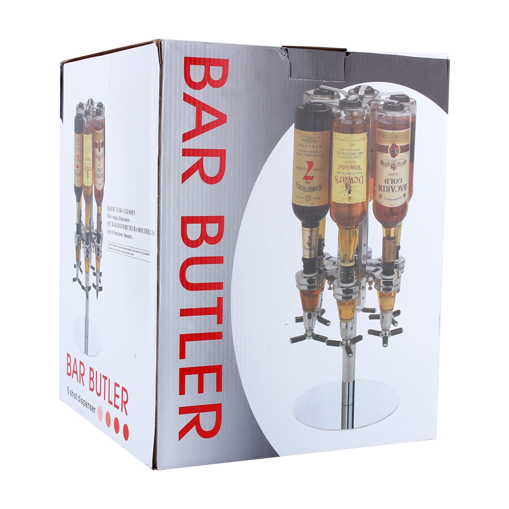 HERCHR Alcohol Dispenser, Home Bar 6 Bottle Liquor Holder Professional
