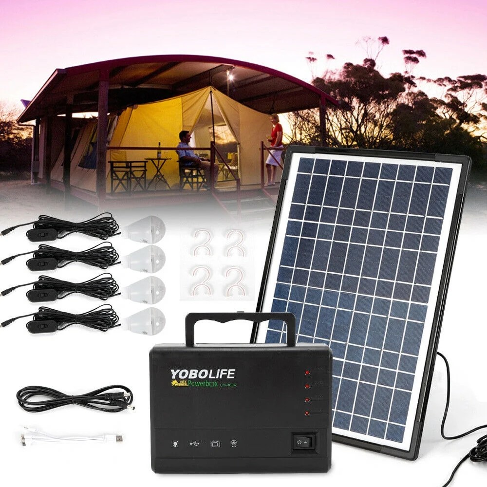 Portable Solar Generator with Solar Panel,Included 4 Sets LED Lights