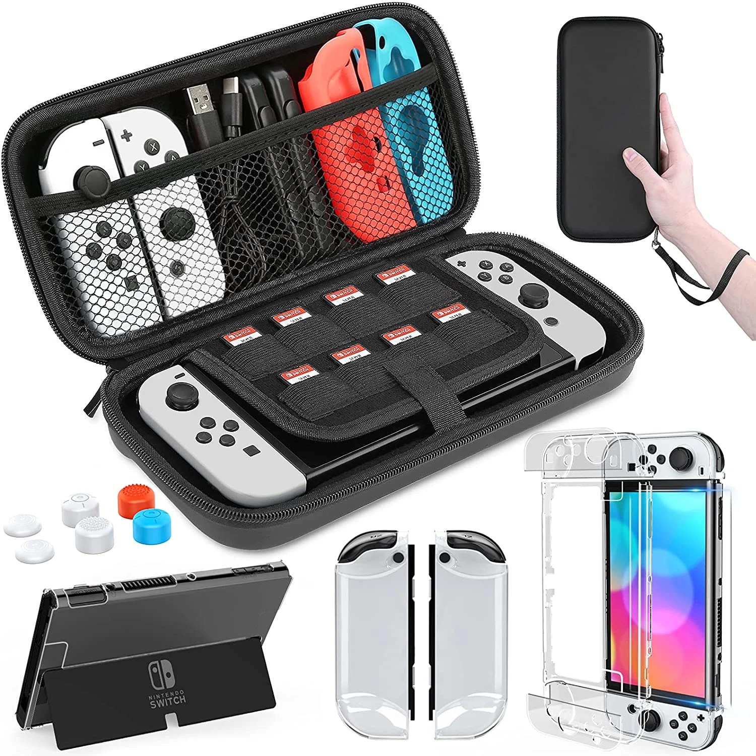 HEYSTOP Nintendo Switch OLED Model Carrying Case, 9 in 1 Accessories