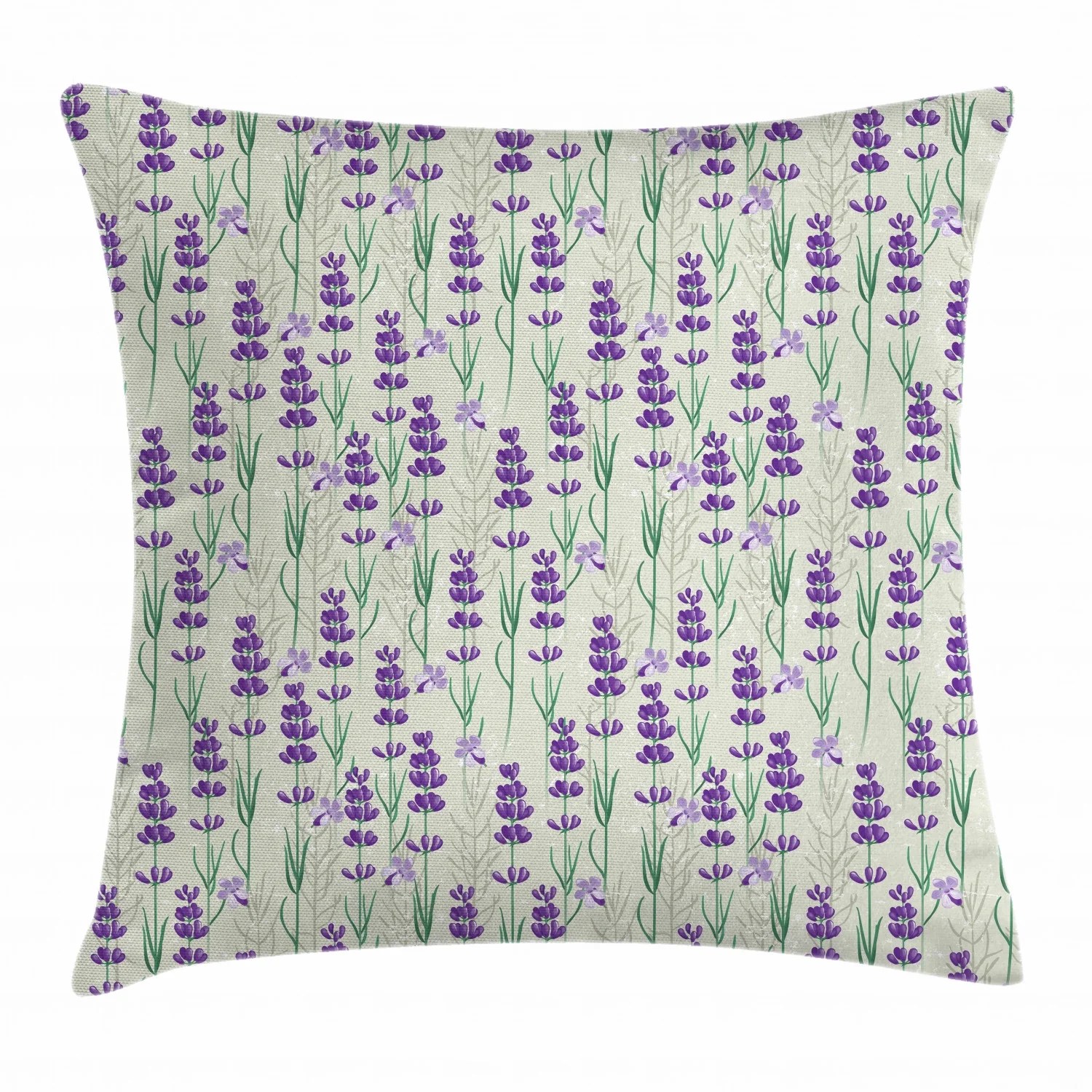 Lavender Throw Pillow Cushion Cover, Botanical Pattern with Fresh Herbs