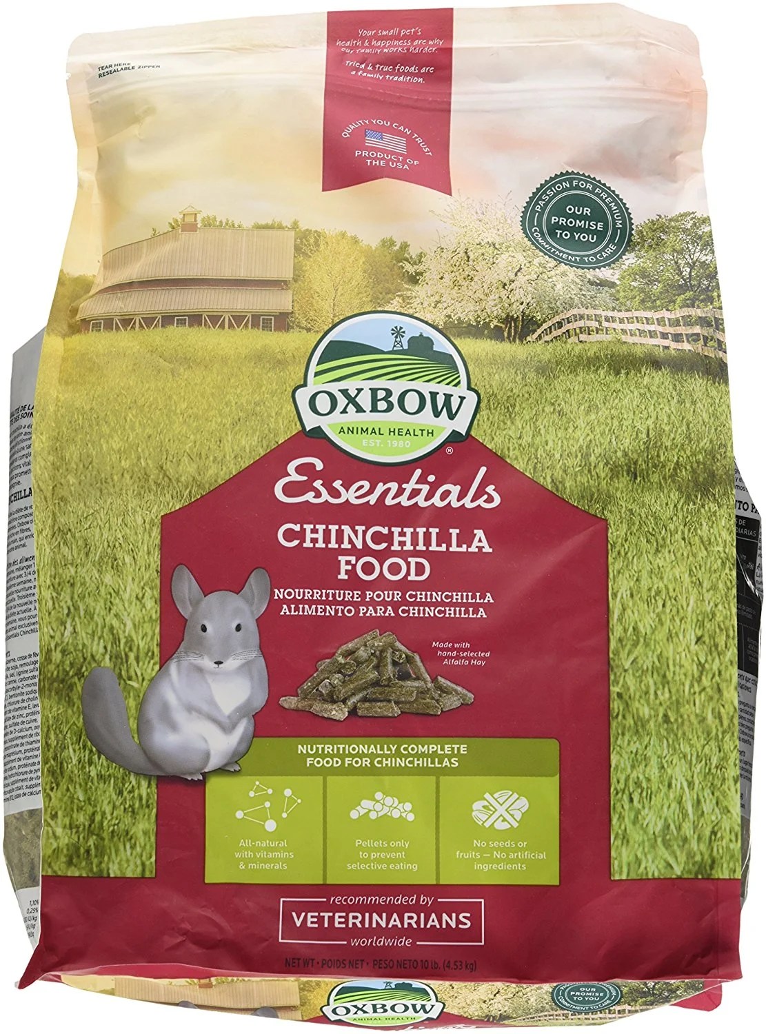 Chinchilla Oxbow Essentials dry food, Walmart, 10 lbs