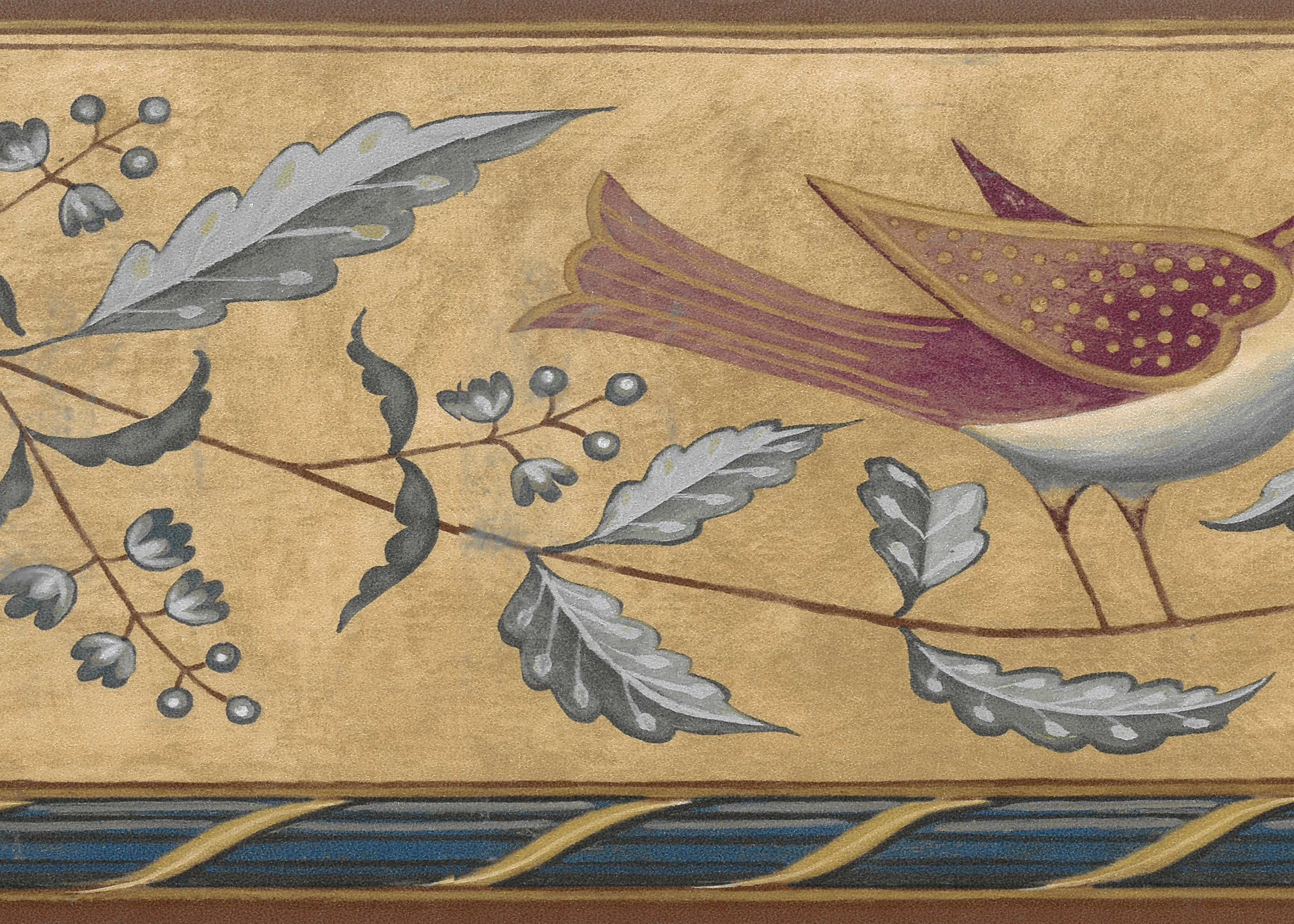 Dundee Deco Prepasted Wallpaper Border Nature Brown, Green, Blue