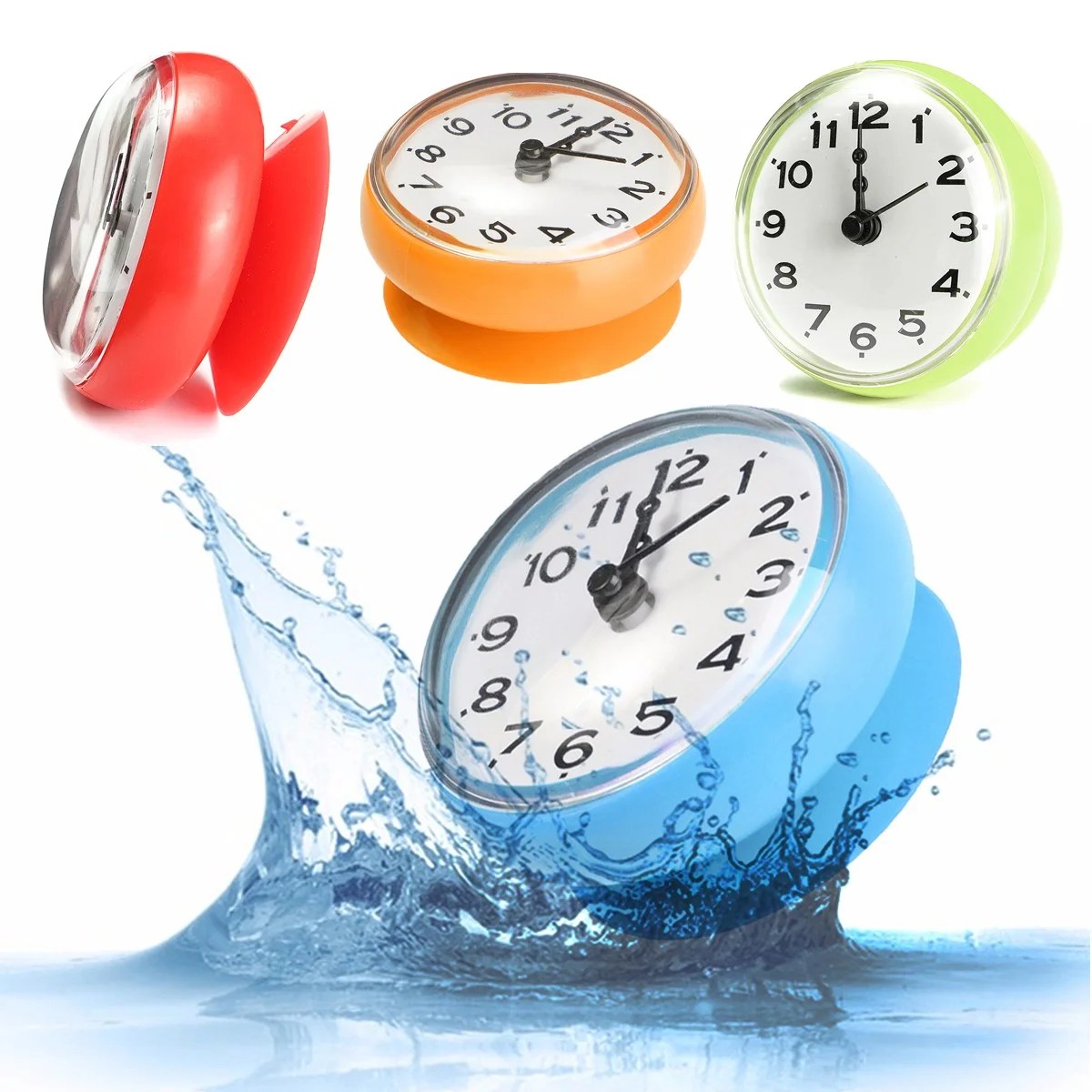 Waterproof Wall Suction Clock Bath Shower Clock For Kitchen Bathroom