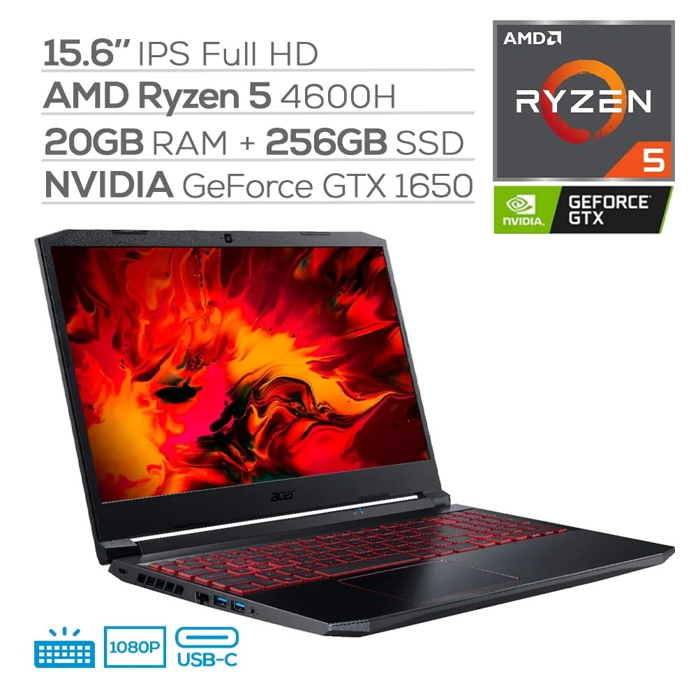 Acer Nitro 5 AN515 Gaming Laptop, 15.6" IPS FHD, AMD Ryzen 5 4600H