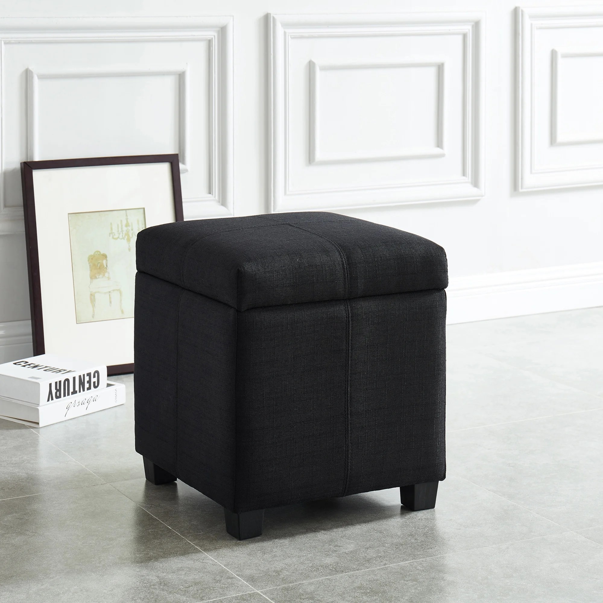 WHI Hinged Lid Storage Ottoman